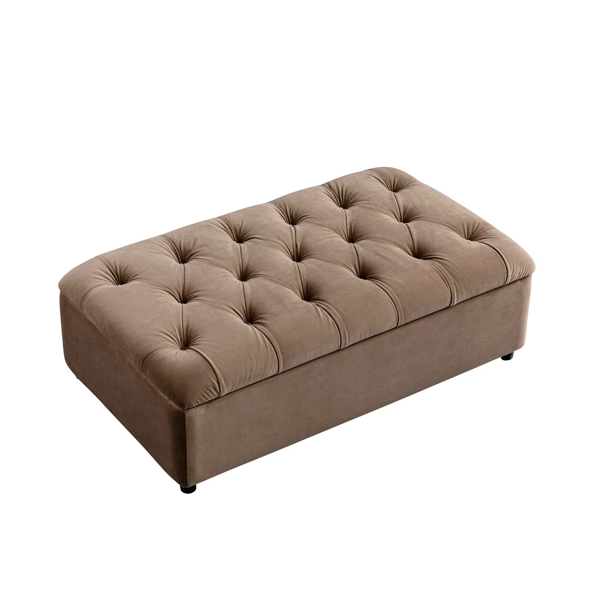Portland Small Double Buttoned Fold-Out Bed in Ottoman, Mink Velvet - Image 16