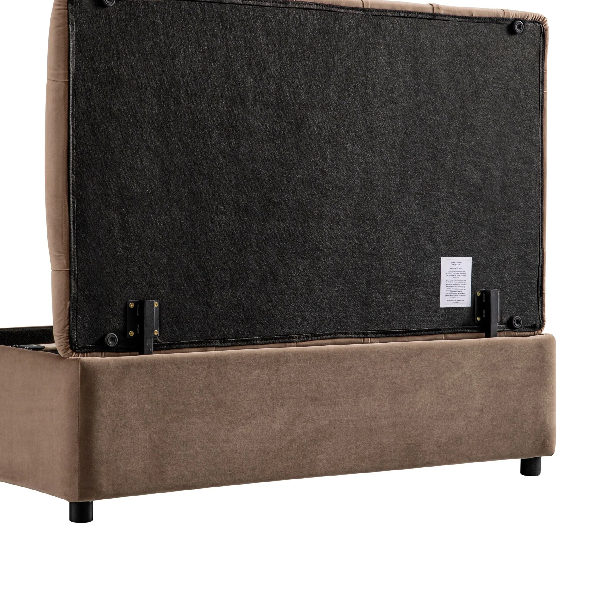 Portland Small Double Buttoned Fold-Out Bed in Ottoman, Mink Velvet - Image 20