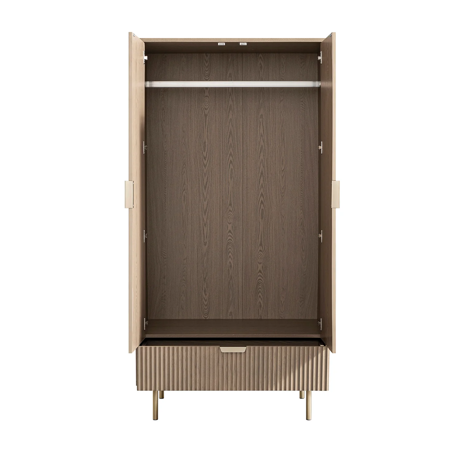 Richmond Ridged Double Wardrobe with Drawer, Light Ash - Image 10