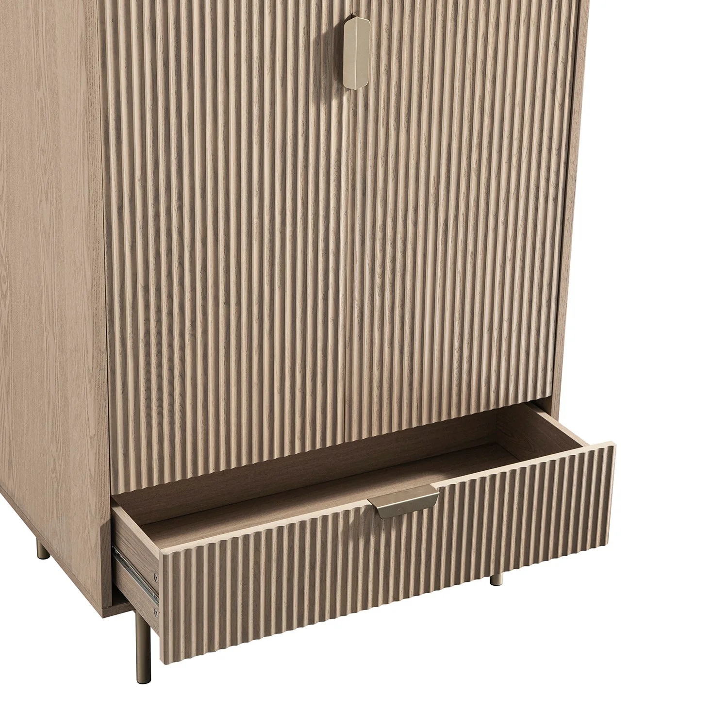 Richmond Ridged Double Wardrobe with Drawer, Light Ash - Image 14