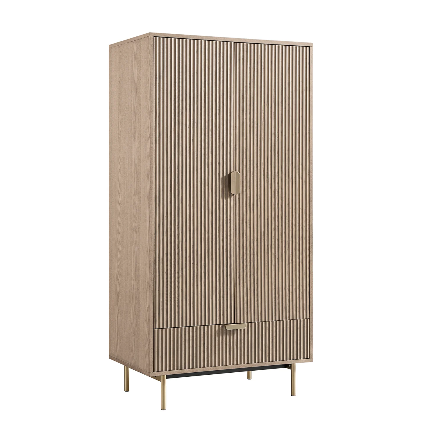 Richmond Ridged Double Wardrobe with Drawer, Light Ash - Image 8