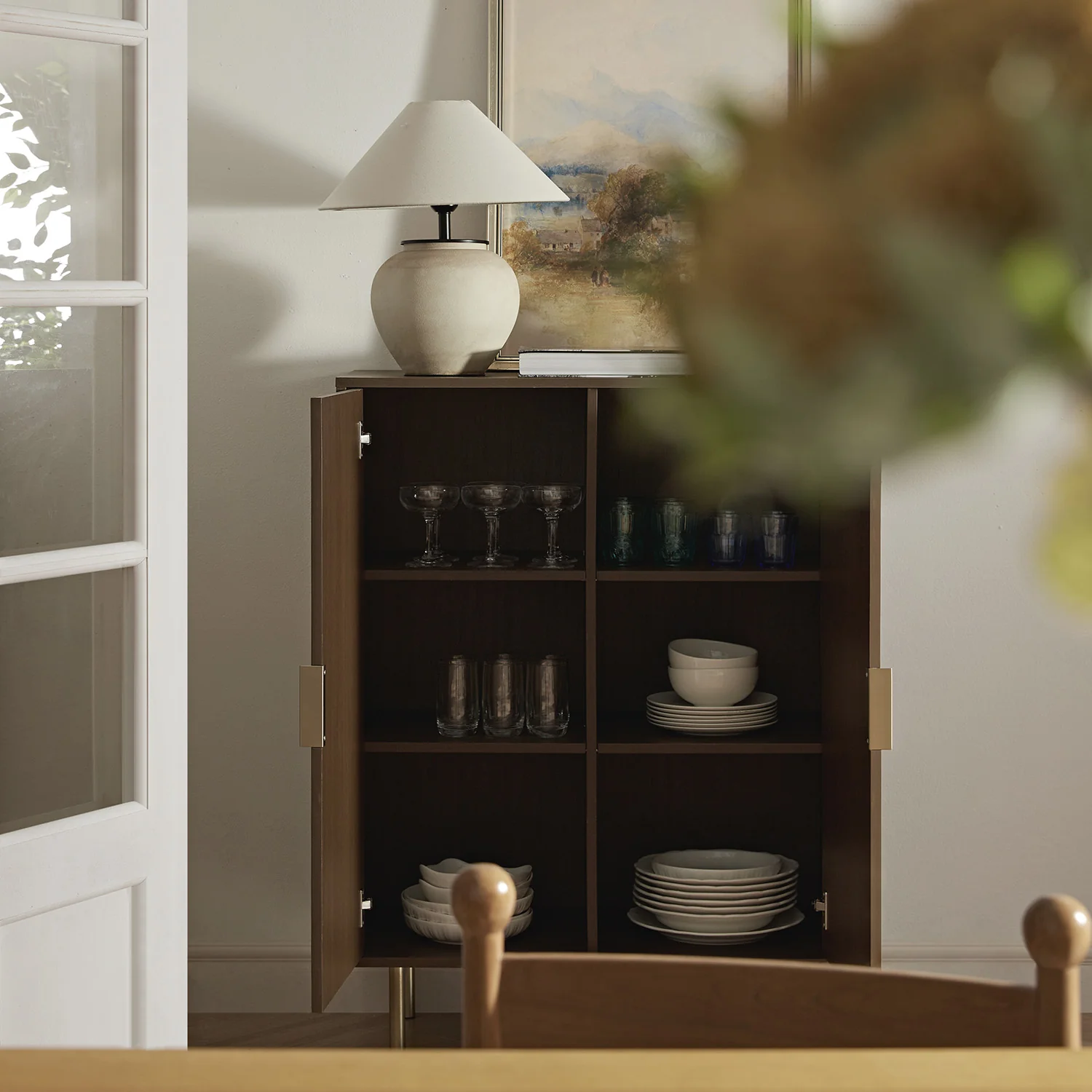 Richmond Ridged Highboard Storage Cabinet, Dark Ash - Image 3