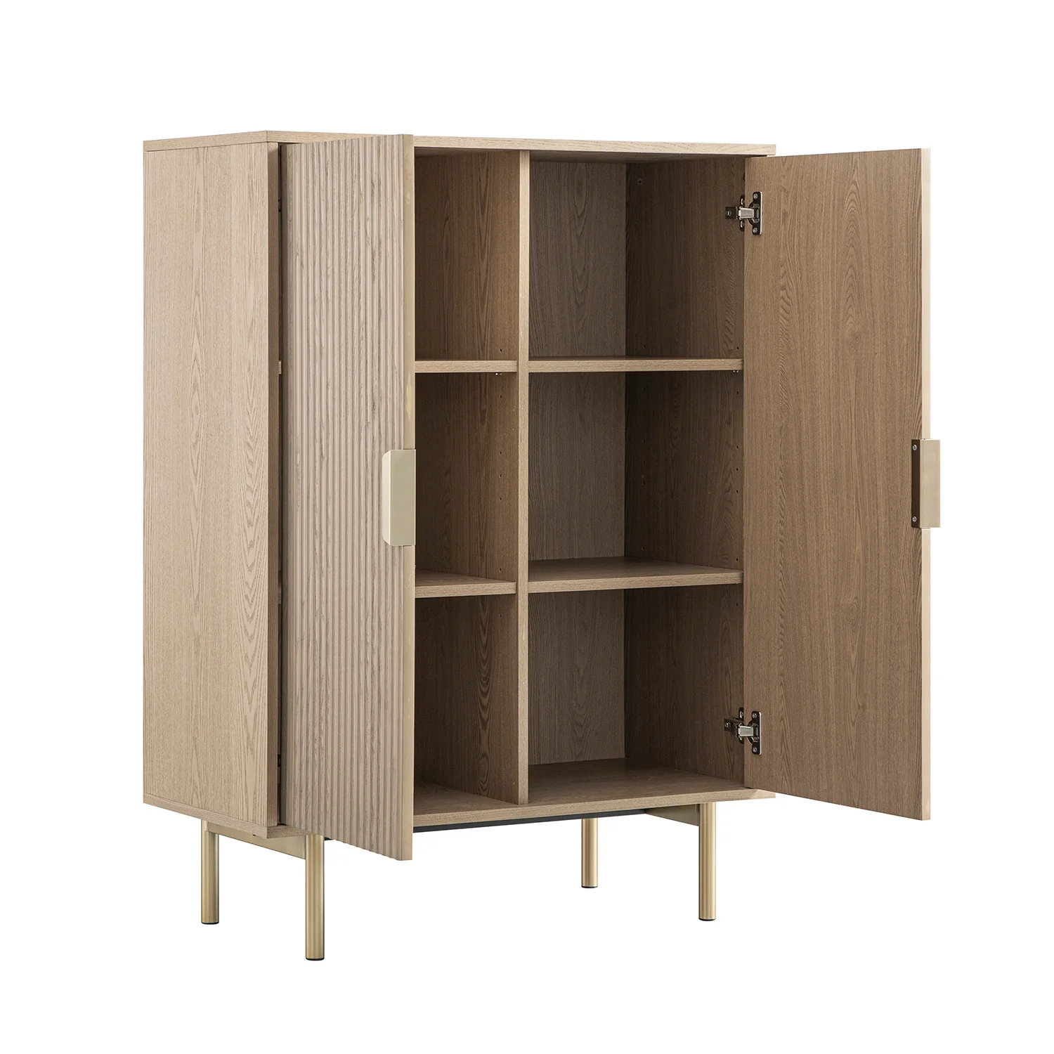 Richmond Ridged Highboard Storage Cabinet, Light Ash - Image 13