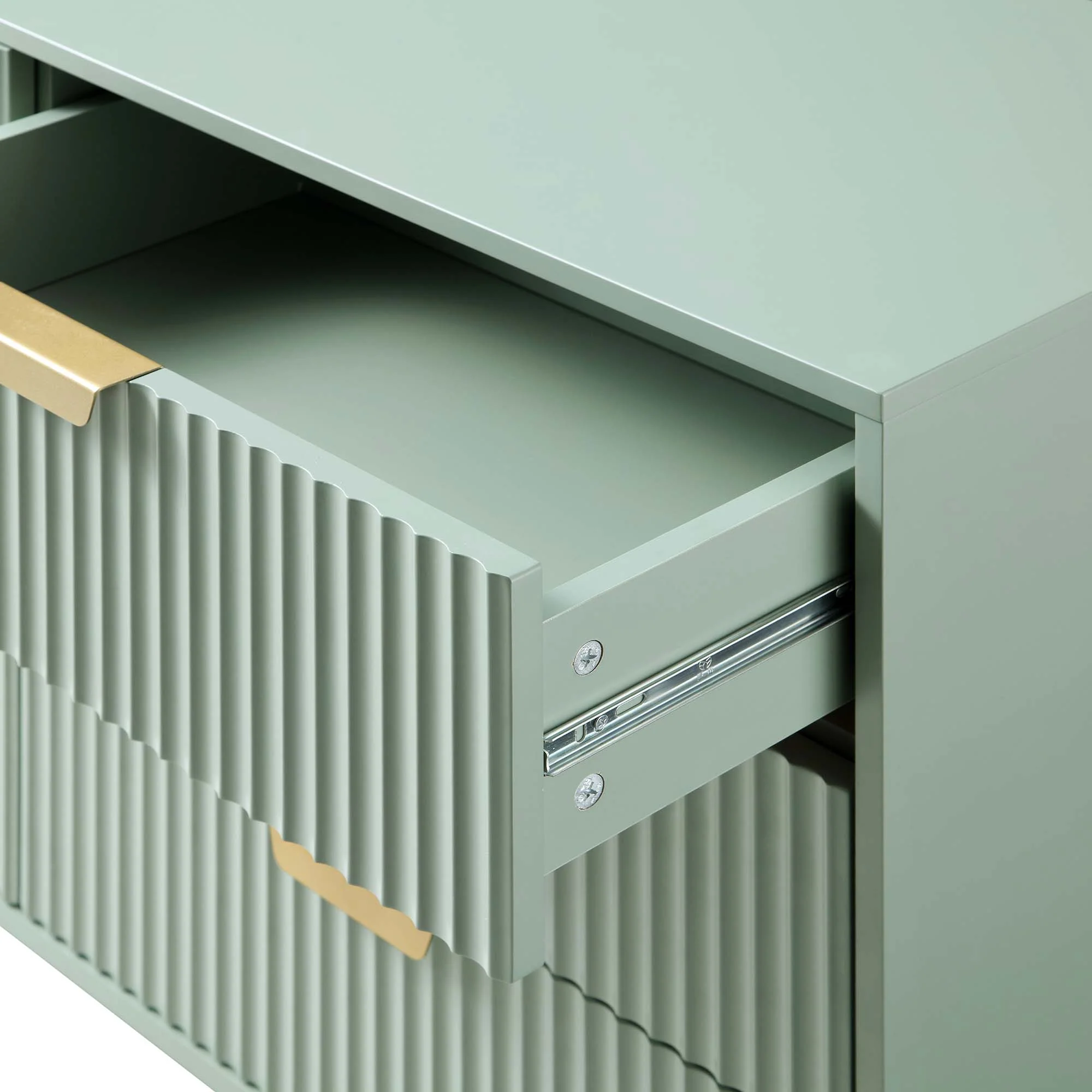 Richmond Ridged Wide Chest of 6 Drawers, Matte Sage Green - Image 10