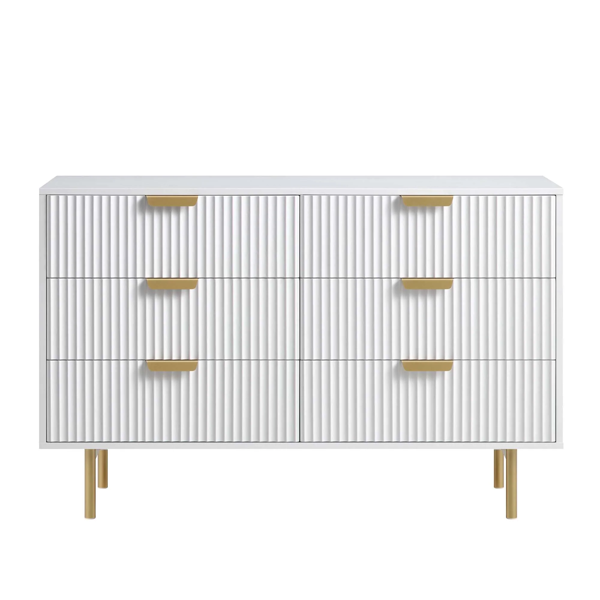 Richmond Ridged Wide Chest of 6 Drawers, Matte White - Image 3