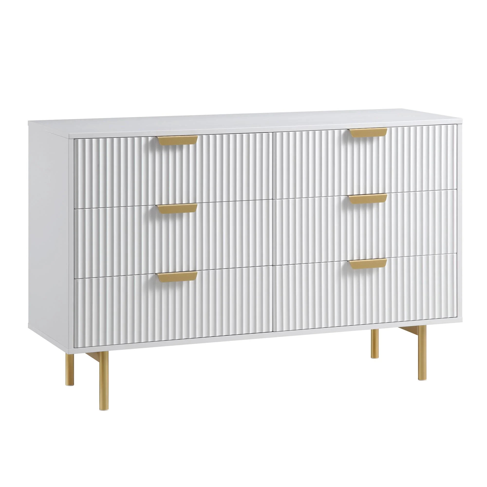 Richmond Ridged Wide Chest of 6 Drawers, Matte White - Image 4