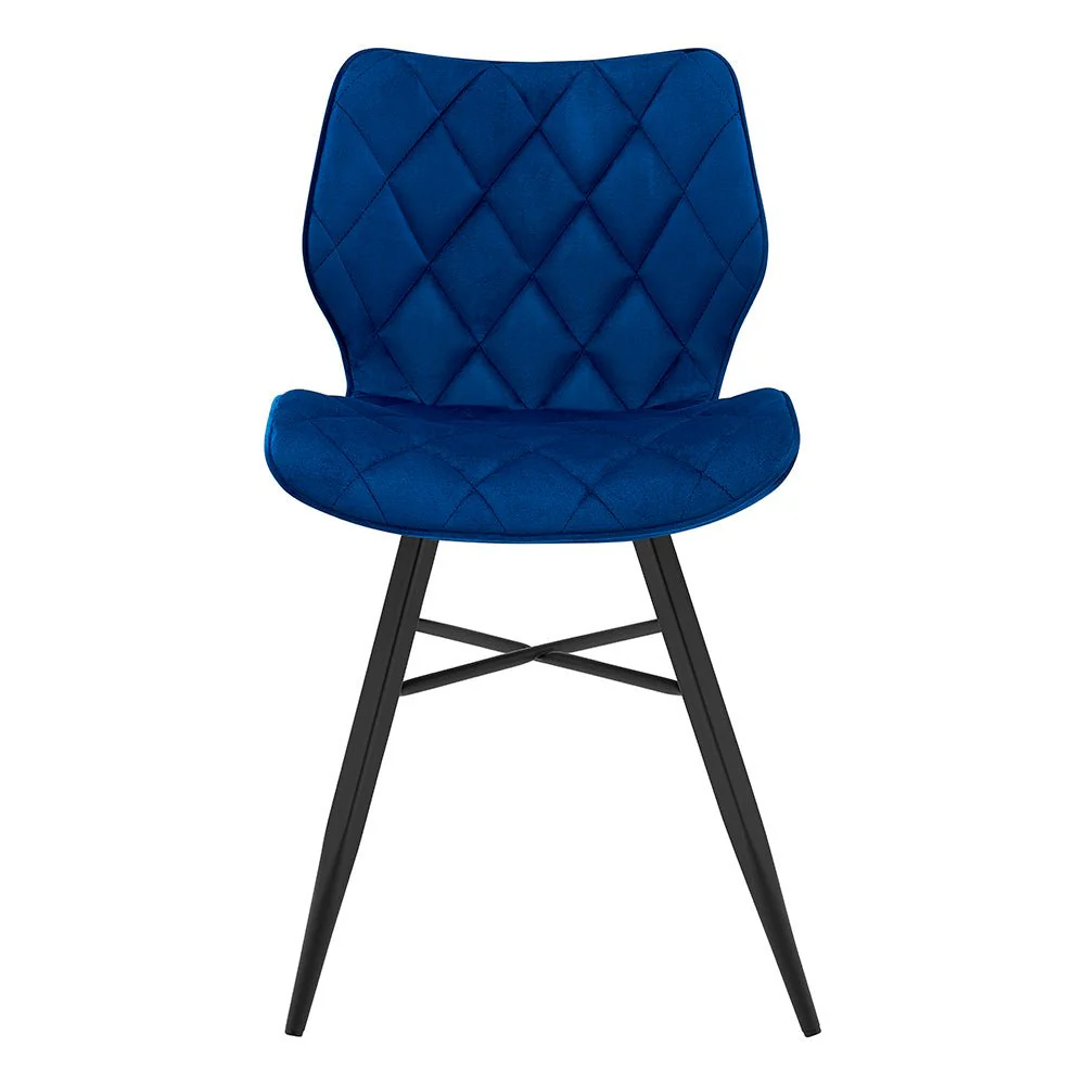 Set of 2 Ampney Velvet Diamond Stitch Dining Chairs with Metal Legs (Blue Velvet) - Image 6