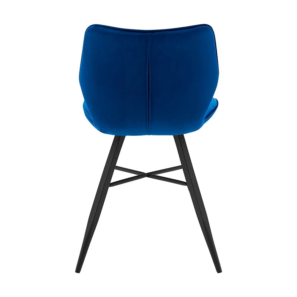 Set of 2 Ampney Velvet Diamond Stitch Dining Chairs with Metal Legs (Blue Velvet) - Image 9