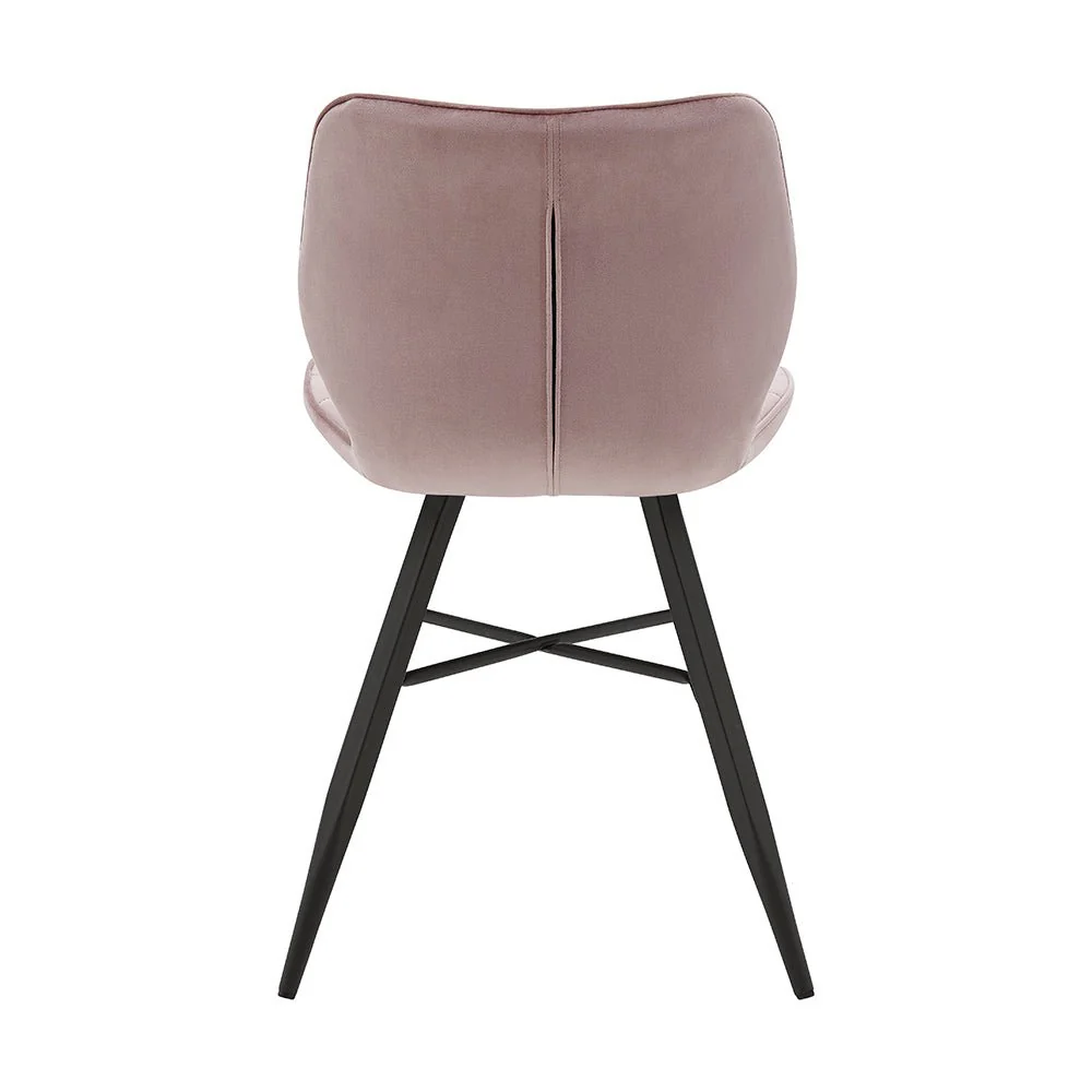 Set of 2 Ampney Velvet Diamond Stitch Dining Chairs with Metal Legs (Dusty Pink Velvet) - Image 8