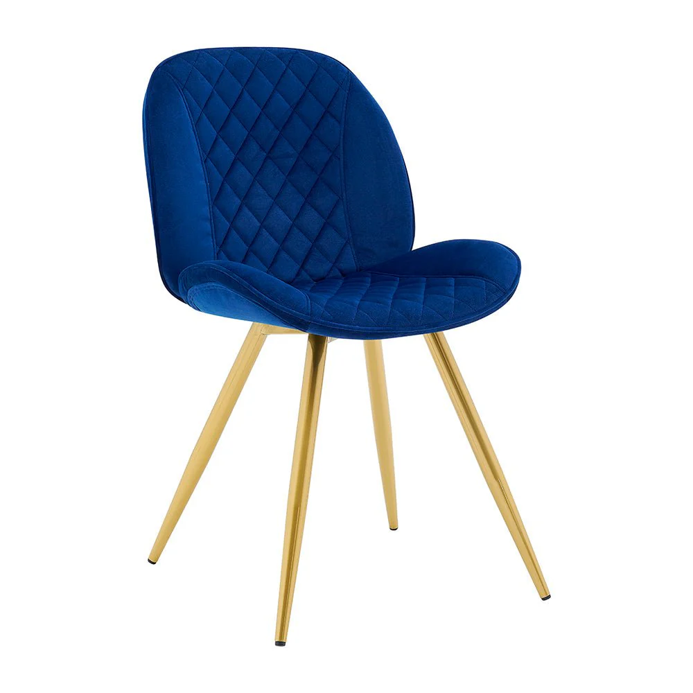 Set of 2 Cosford Diamond Stitch Dining Chairs (Blue Velvet) - Image 5