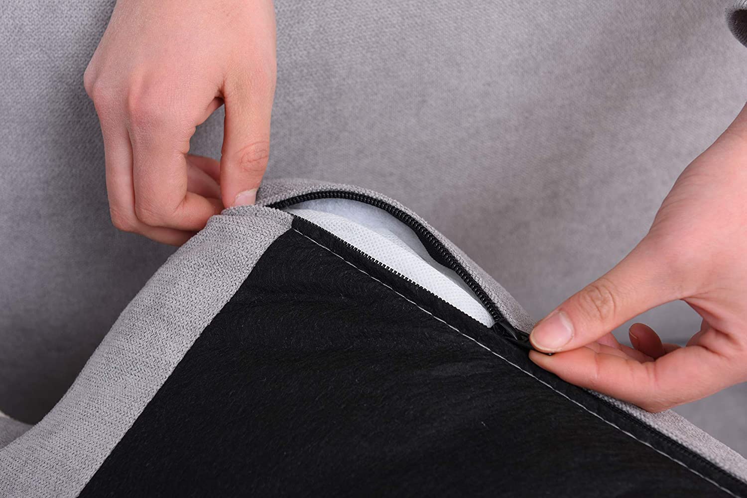 Sherbrook 3 Seater Fabric Sofa with Contrasting Trim in Light Grey Fabric - Image 7