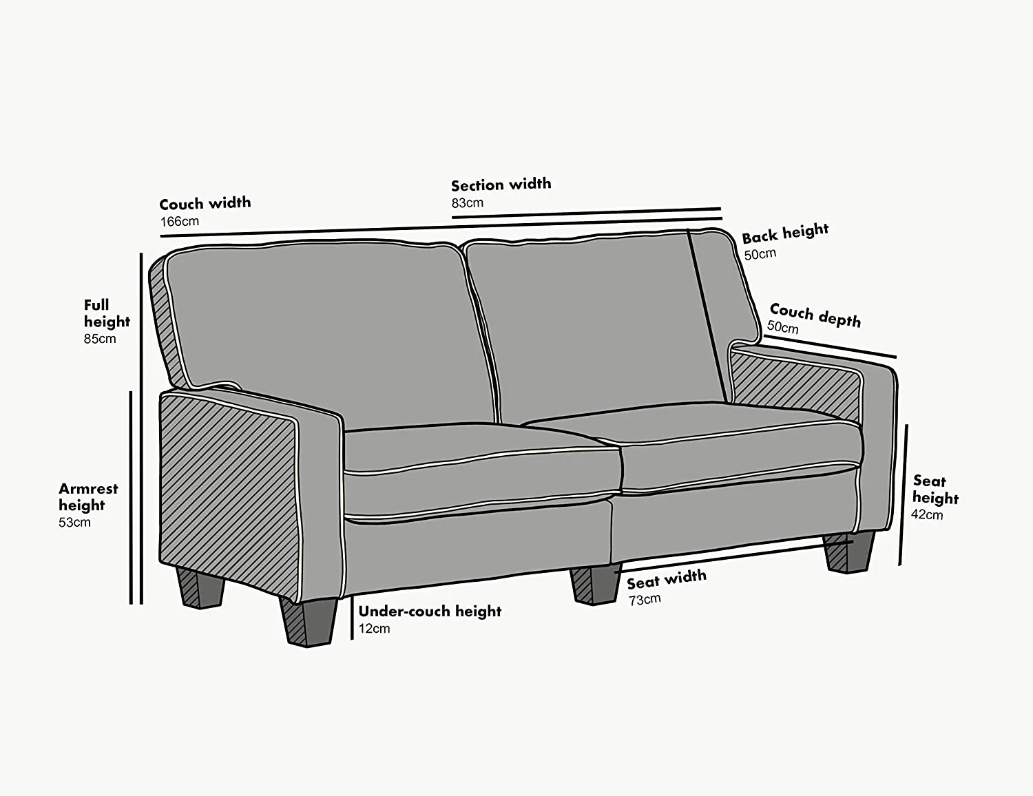 Sherbrook 3 Seater Fabric Sofa with Contrasting Trim in Light Grey Fabric - Image 8