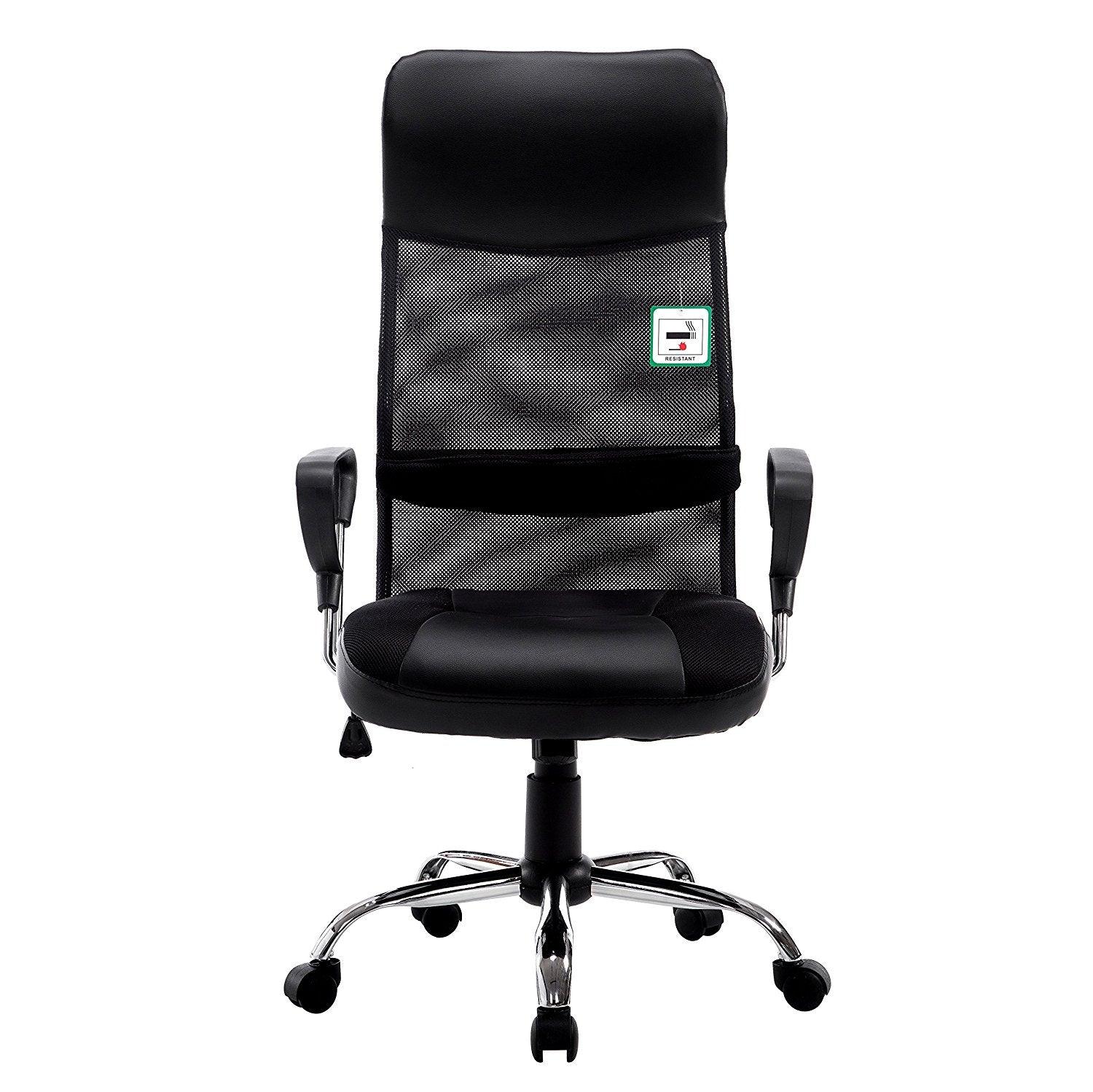 Sleek Design High Back Mesh Fabric Swivel Office Chair with Chrome Base, MO57 Black - Image 4