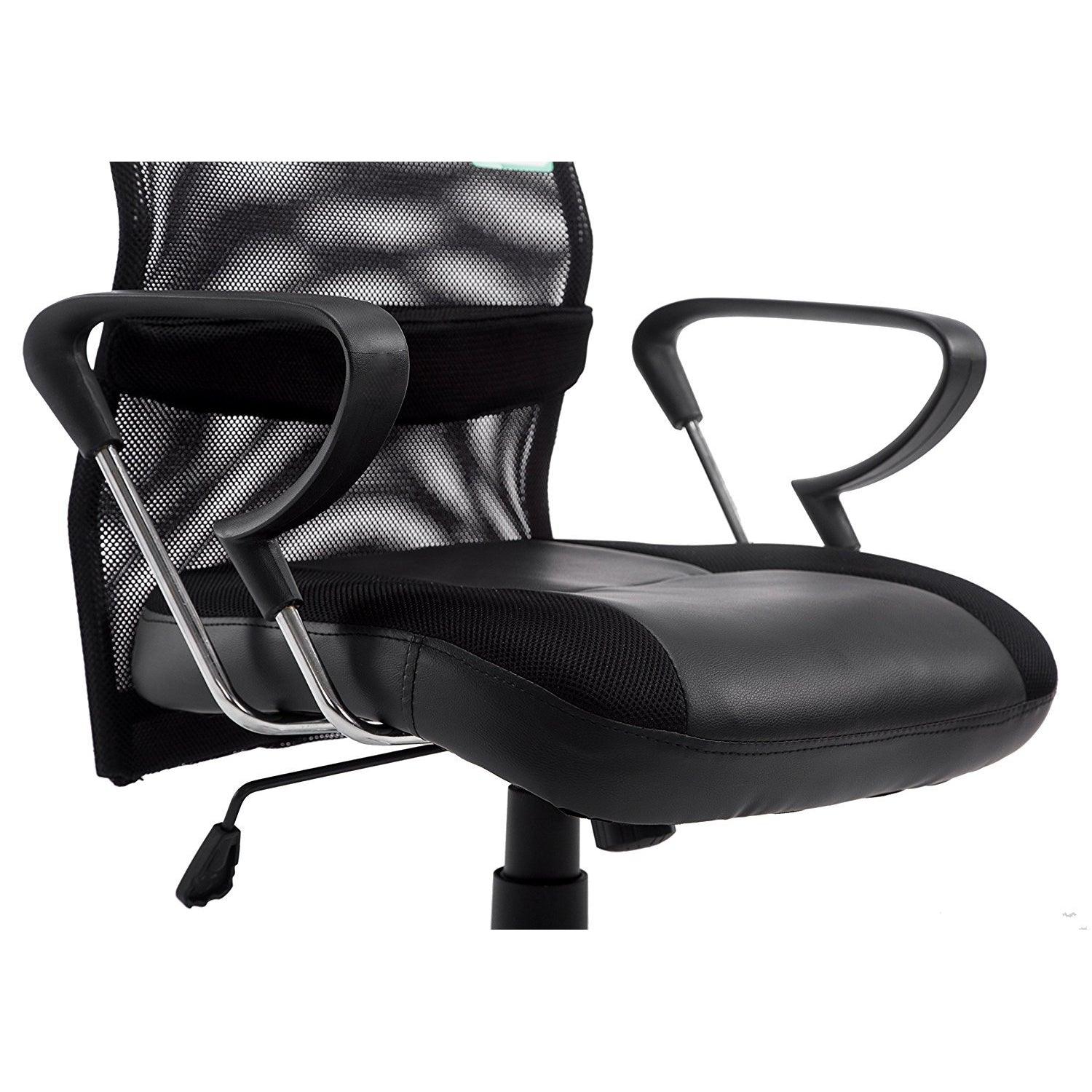 Sleek Design High Back Mesh Fabric Swivel Office Chair with Chrome Base, MO57 Black - Image 6