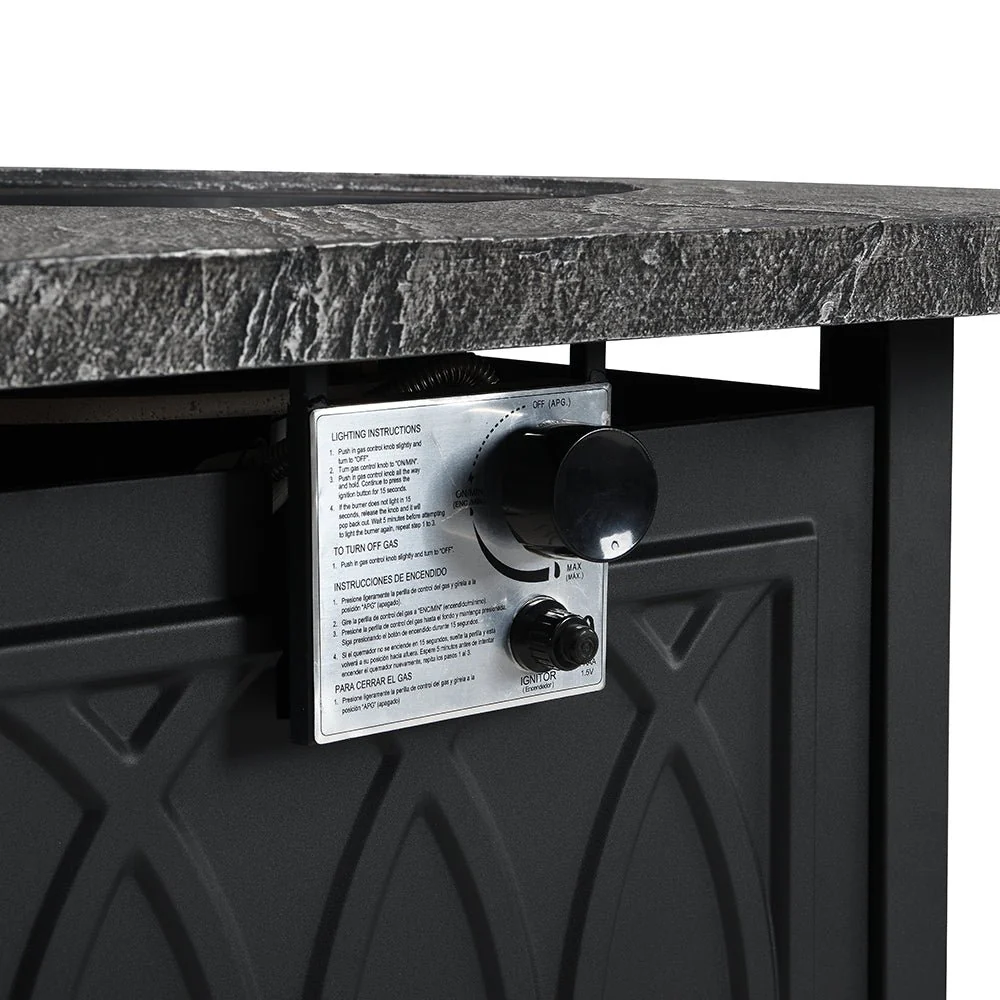 Square Outdoor 32" x 32" 50,000BTUs Real Concrete Gas Firepit Table - Image 7