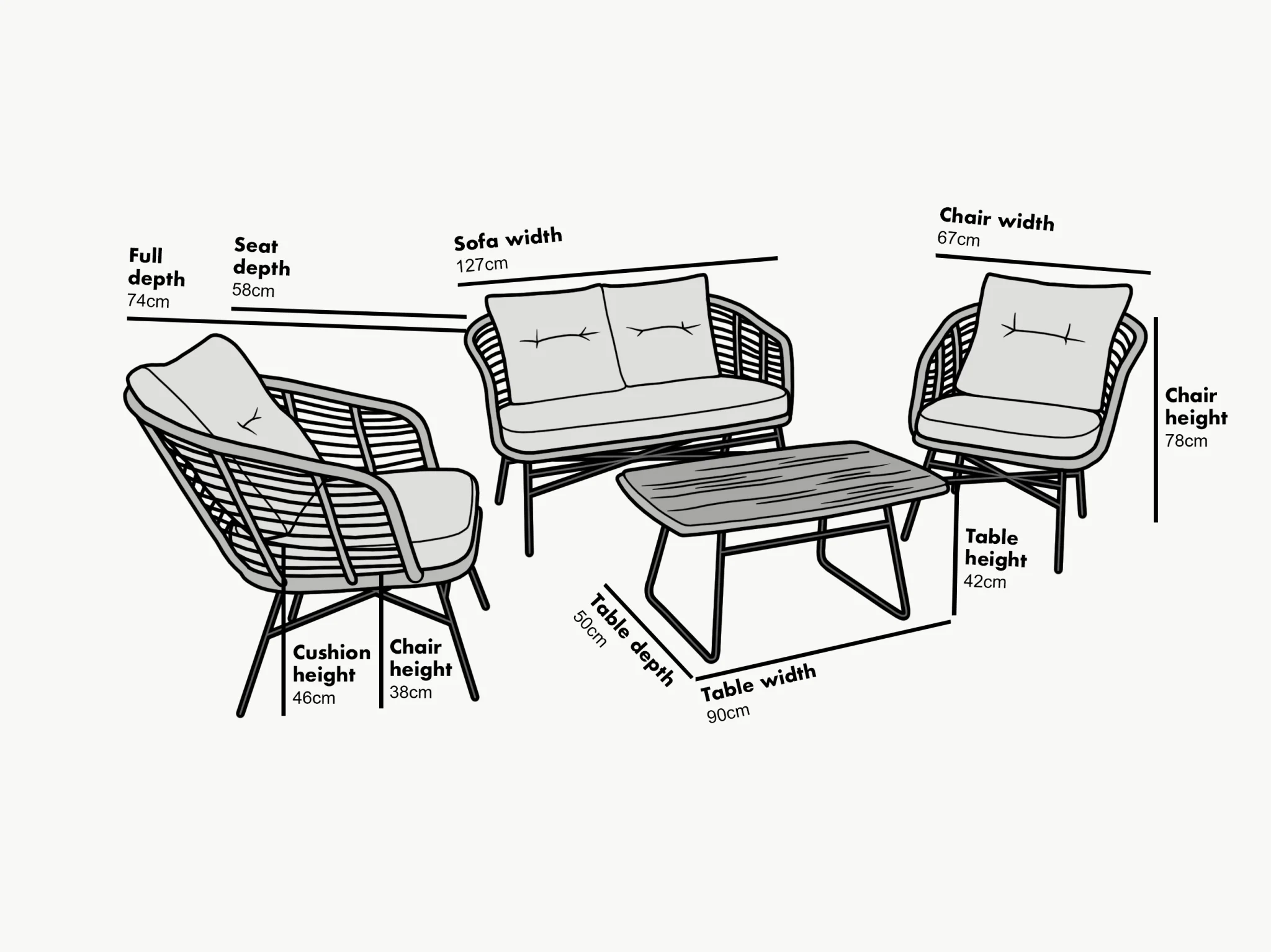 St Loy Natural 4 Seater Rattan Sofa set - Image 12