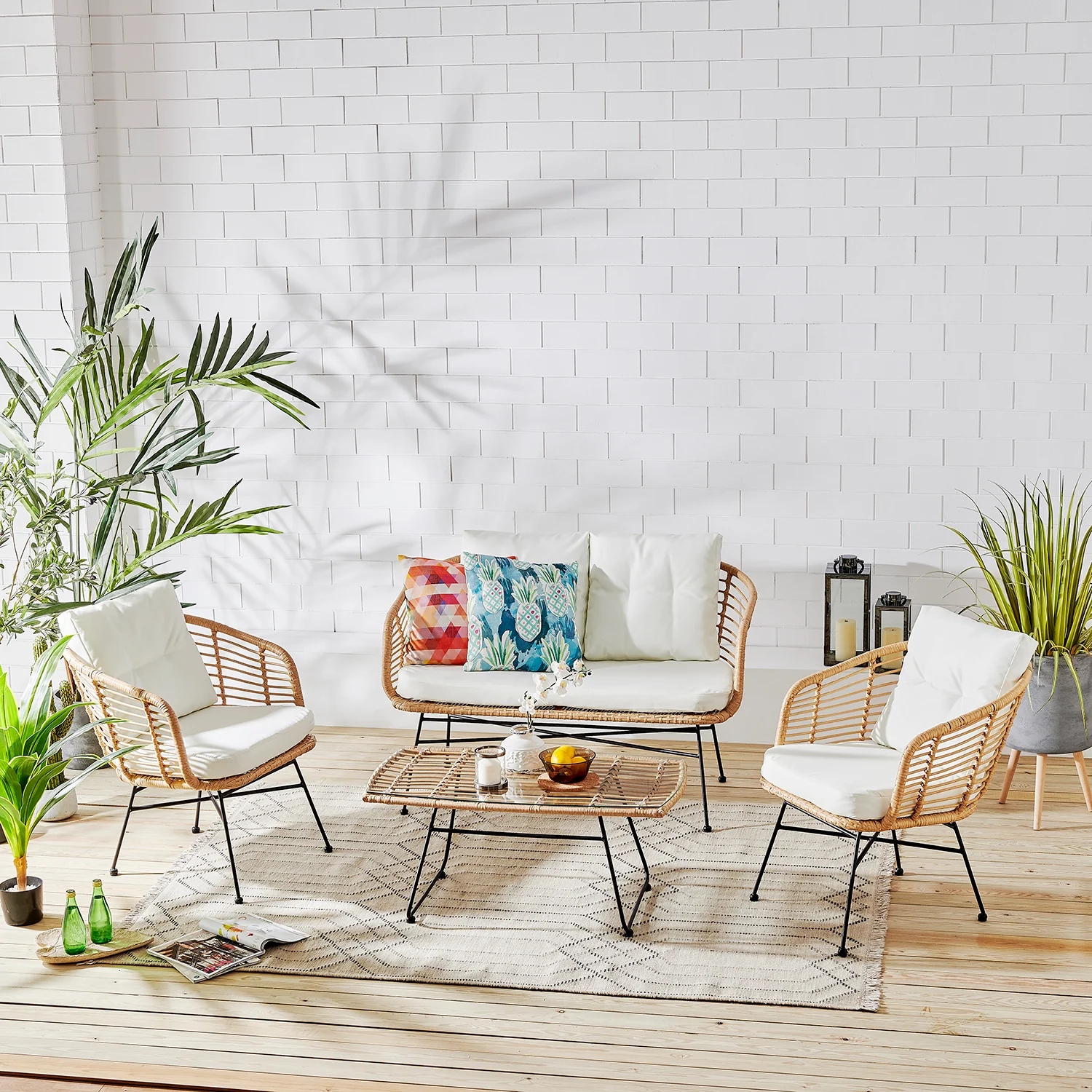 St Loy Natural 4 Seater Rattan Sofa set - Image 6