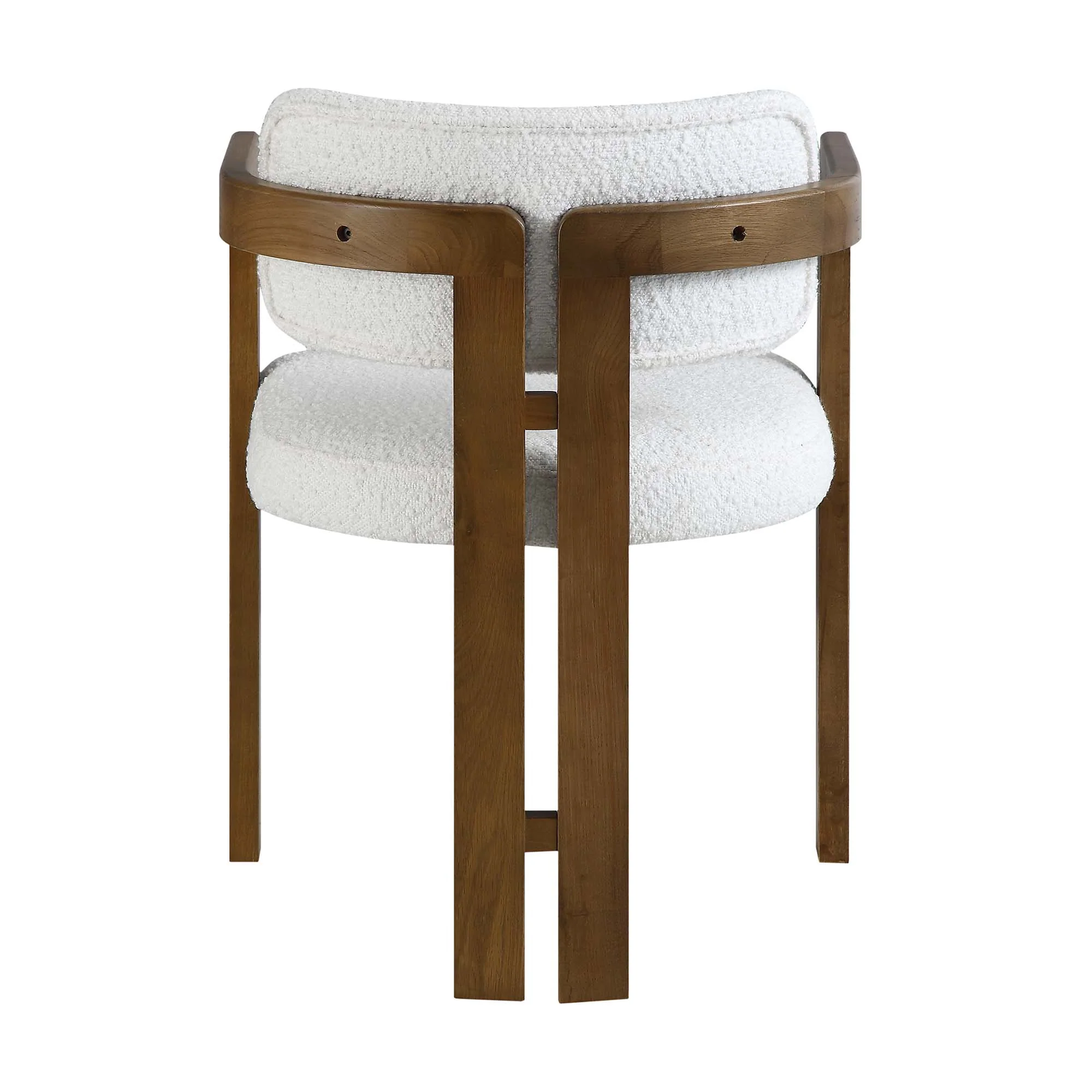 Stanford Curved Oak Frame Upholstered Chair, White Boucle Light Walnut Frame - Image 11