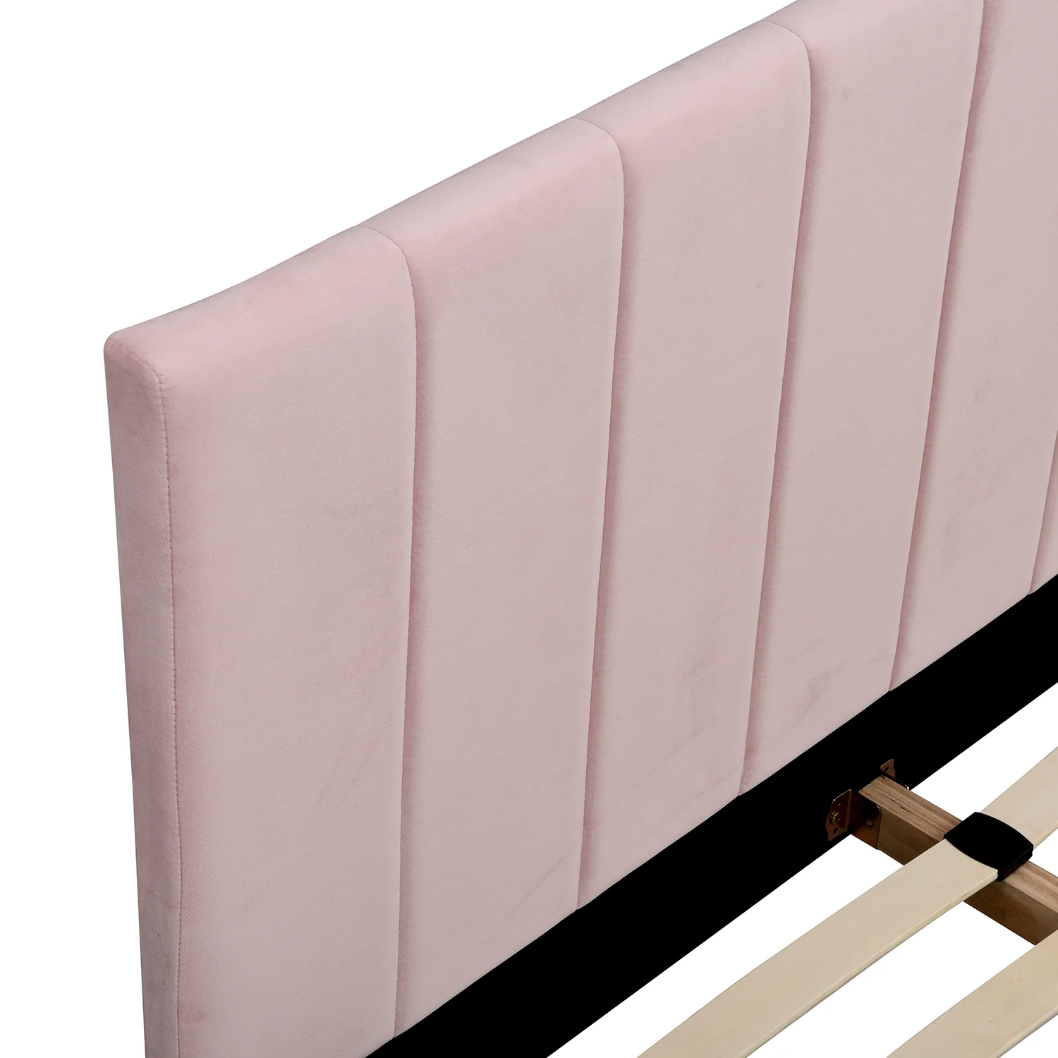 Sylvie Velvet Upholstered Bed Frame with Golden Chrome Legs, Pink Velvet - Image 8