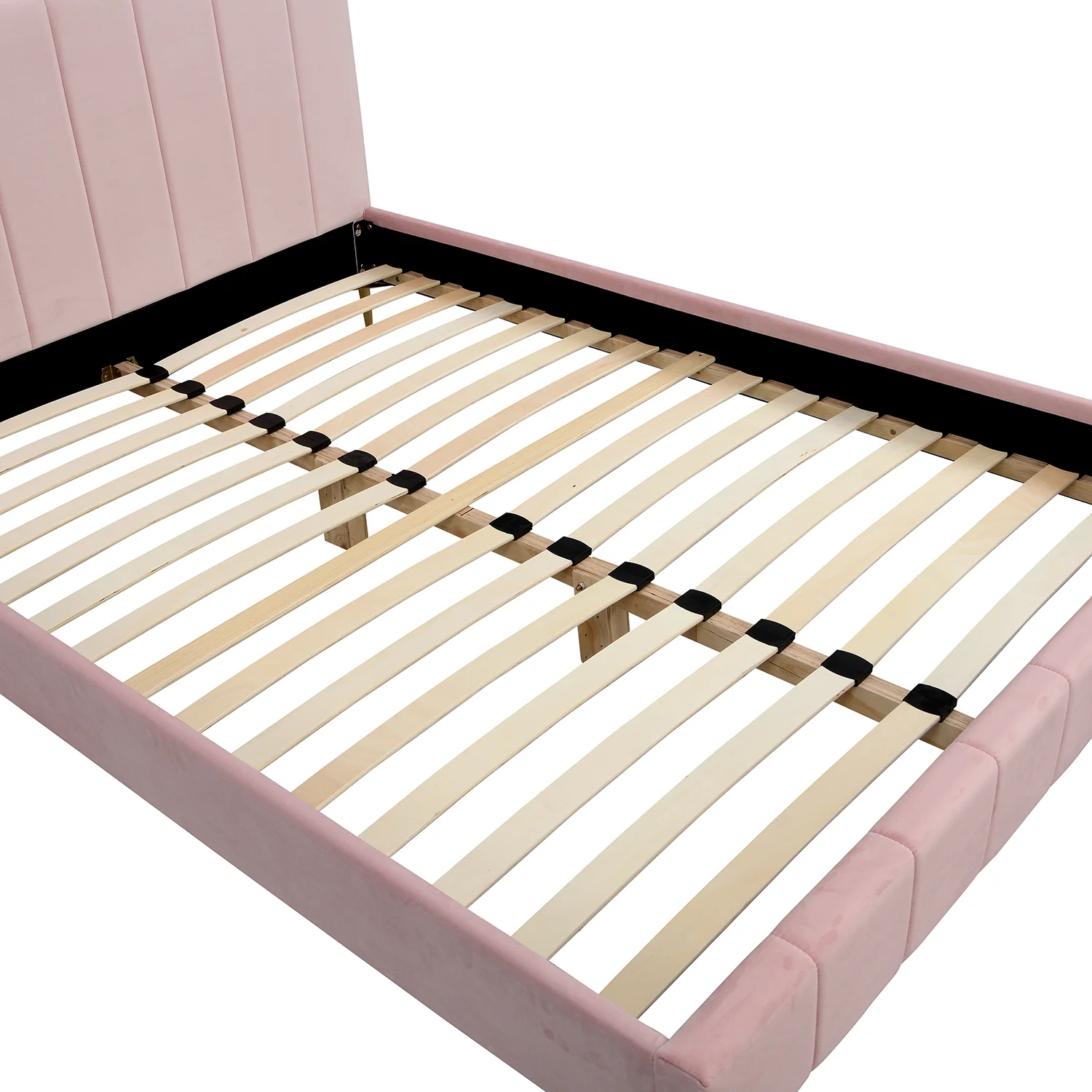 Sylvie Velvet Upholstered Bed Frame with Golden Chrome Legs, Pink Velvet - Image 9