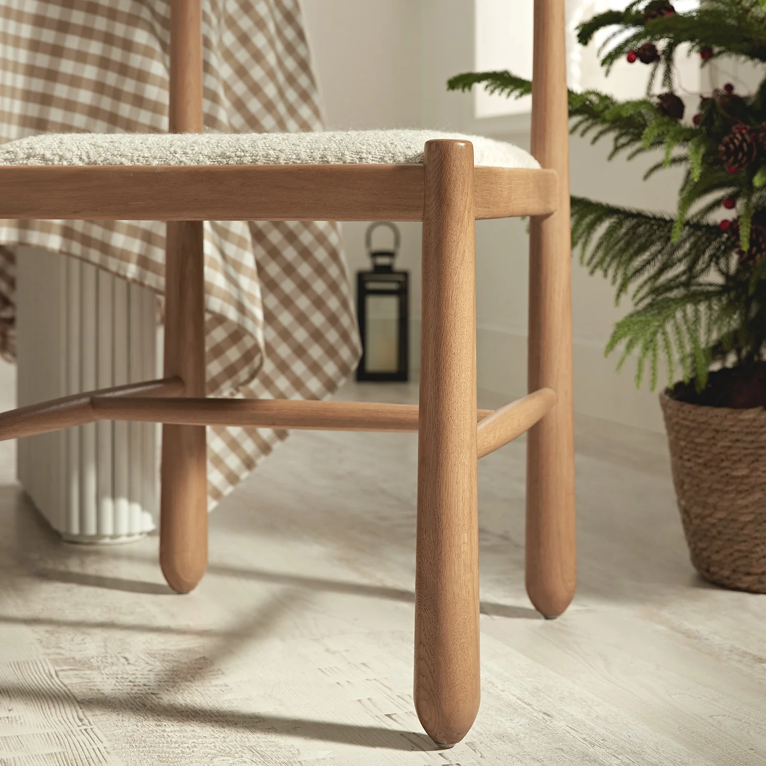 Tama Dining Chair, Ecru Boucle | Natural Oak Frame - Image 6