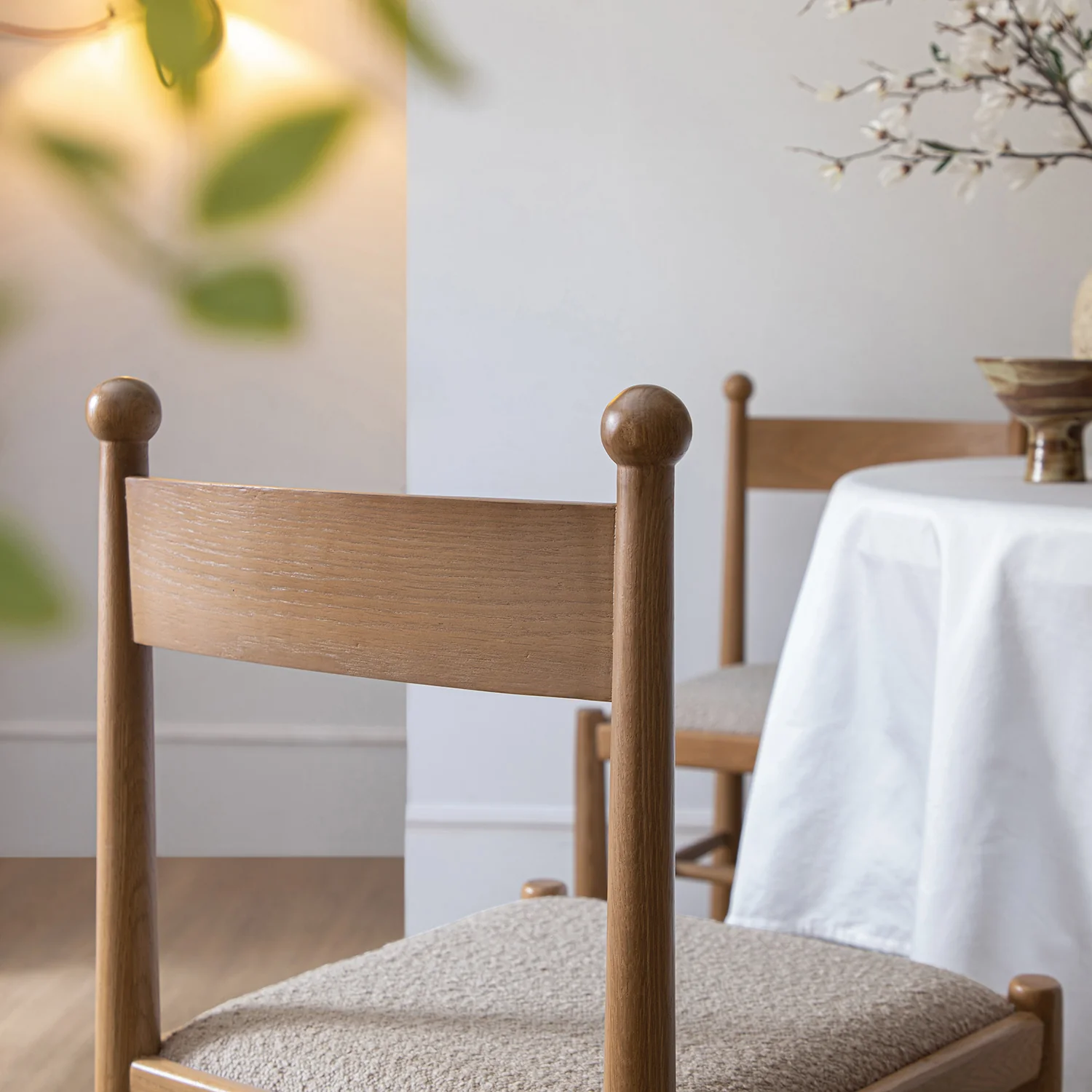 Tama Dining Chair, Light Taupe Boucle | Natural Oak Frame - Image 5