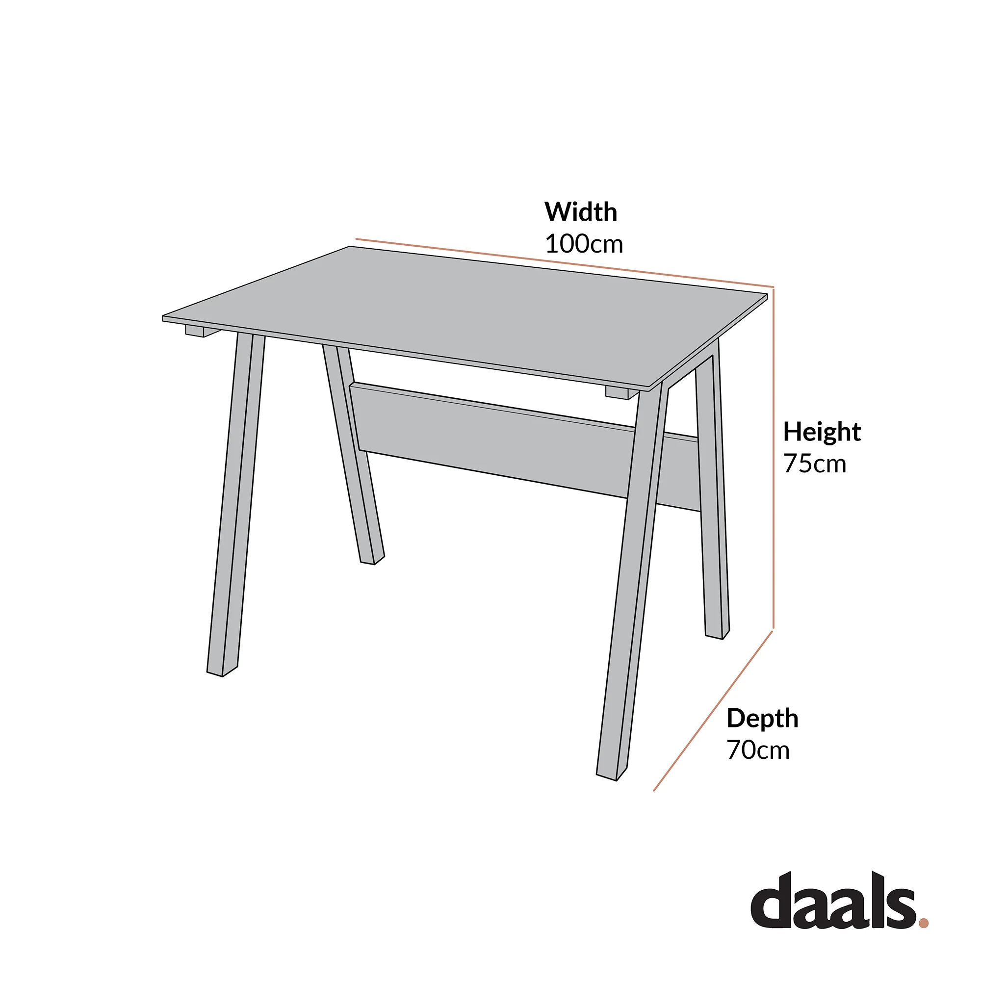 Tempered Glass Top Computer Desk 100 x 70 x 75 cm, Black - Image 5