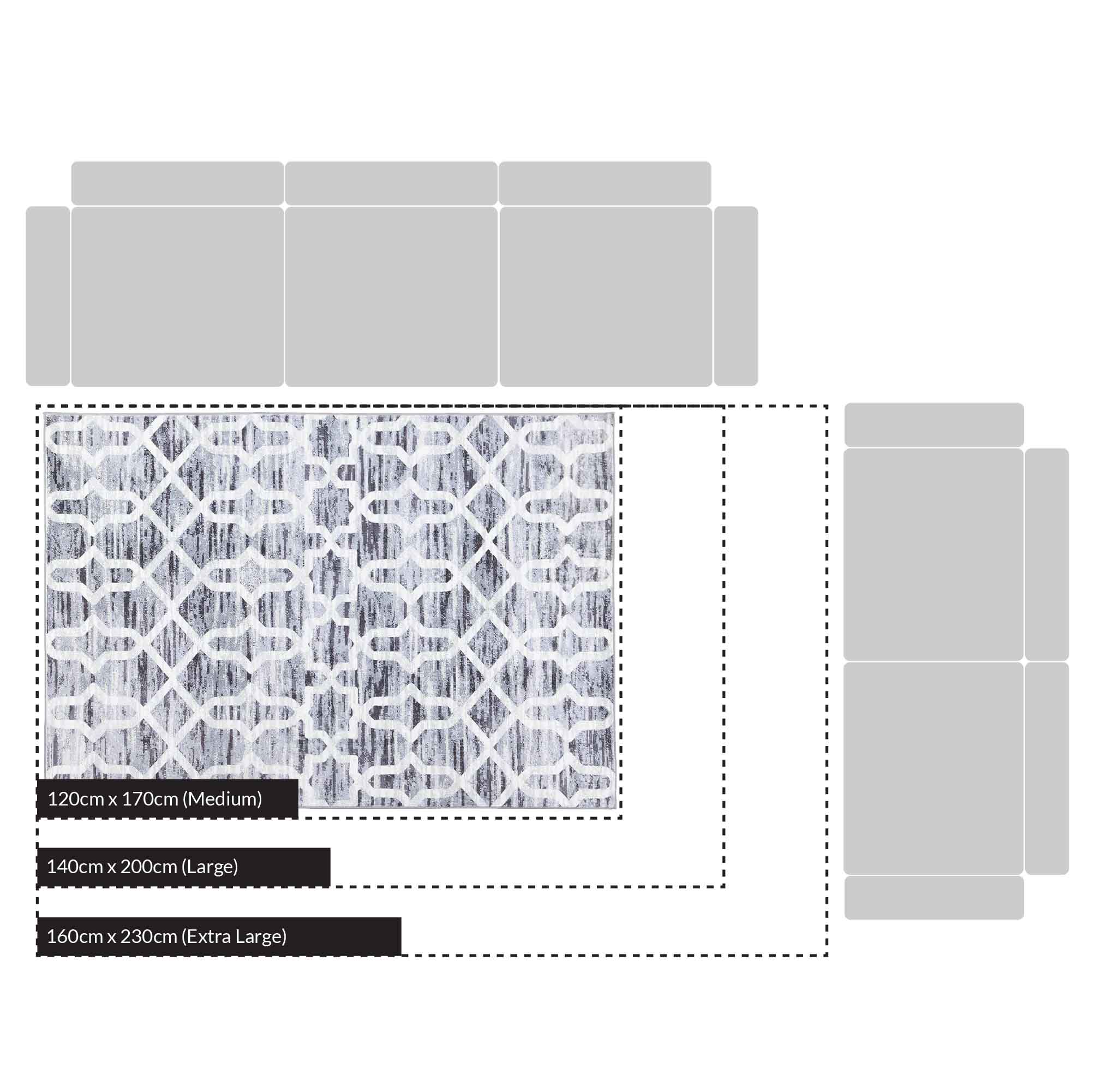 Trellis Grey Distressed Printed Rug 140 x 200 cm - Image 4