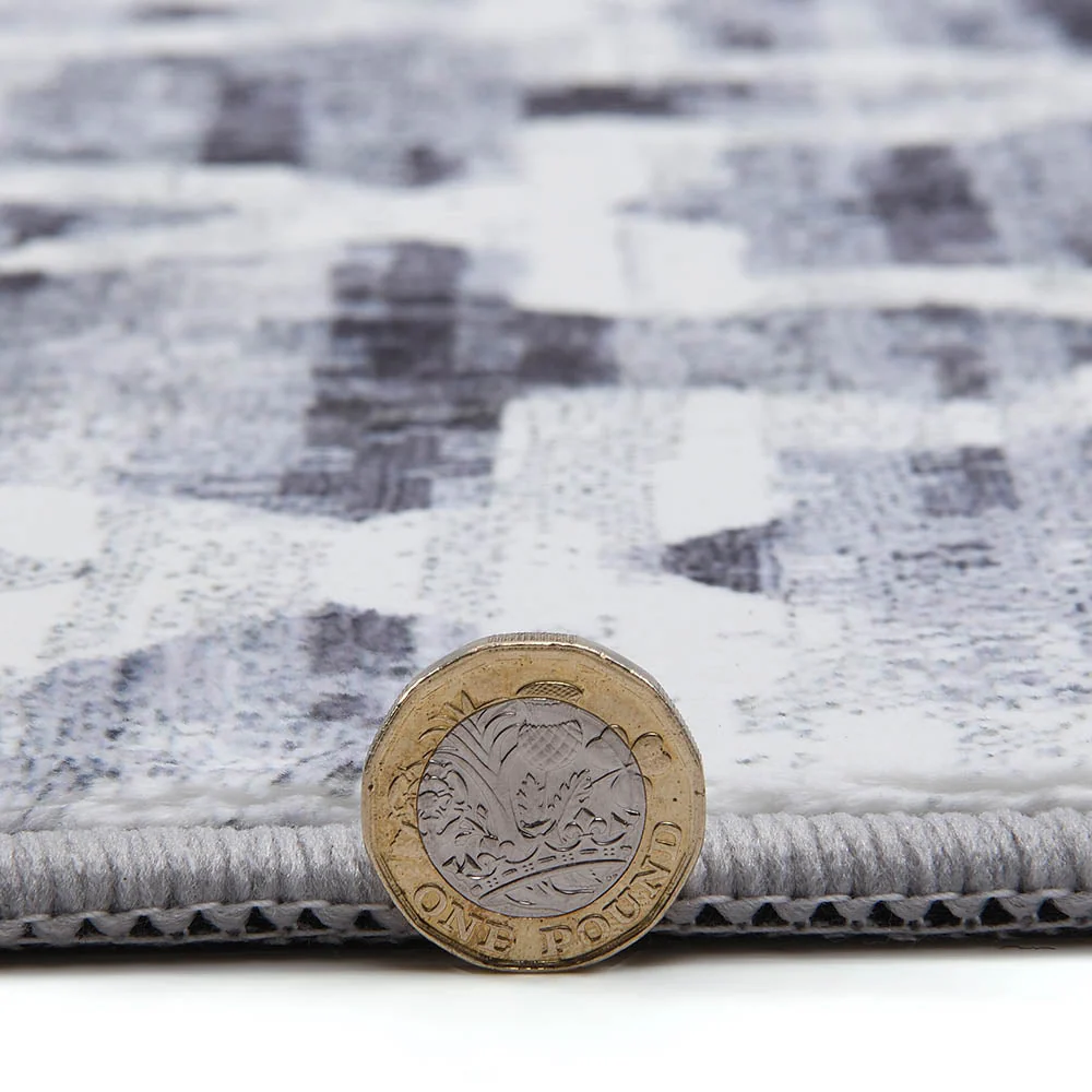 Trellis Grey Distressed Printed Rug 140 x 200 cm - Image 6