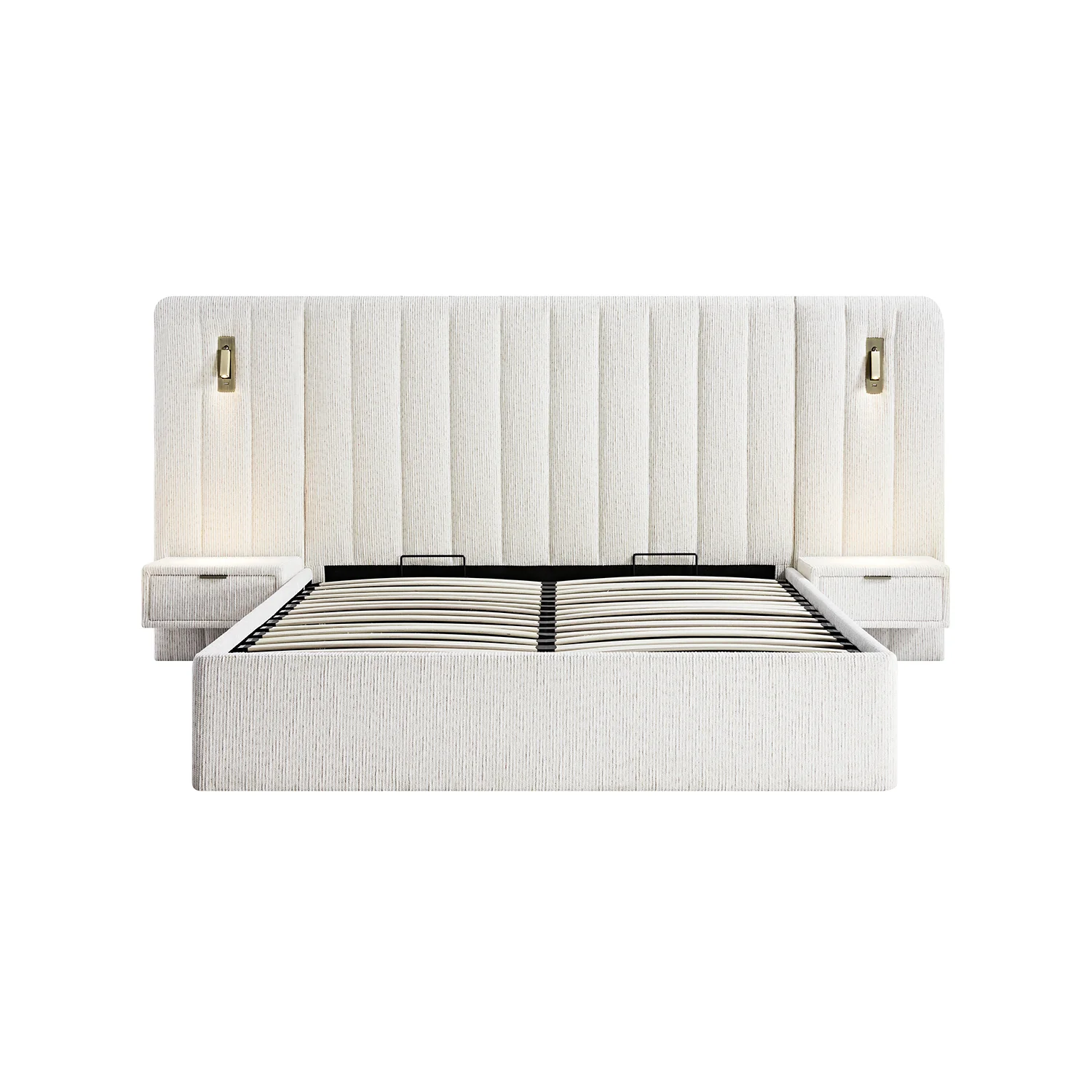 Tremezzo Oversized Ottoman Storage Bed, Beige Textured Fabric - Image 10