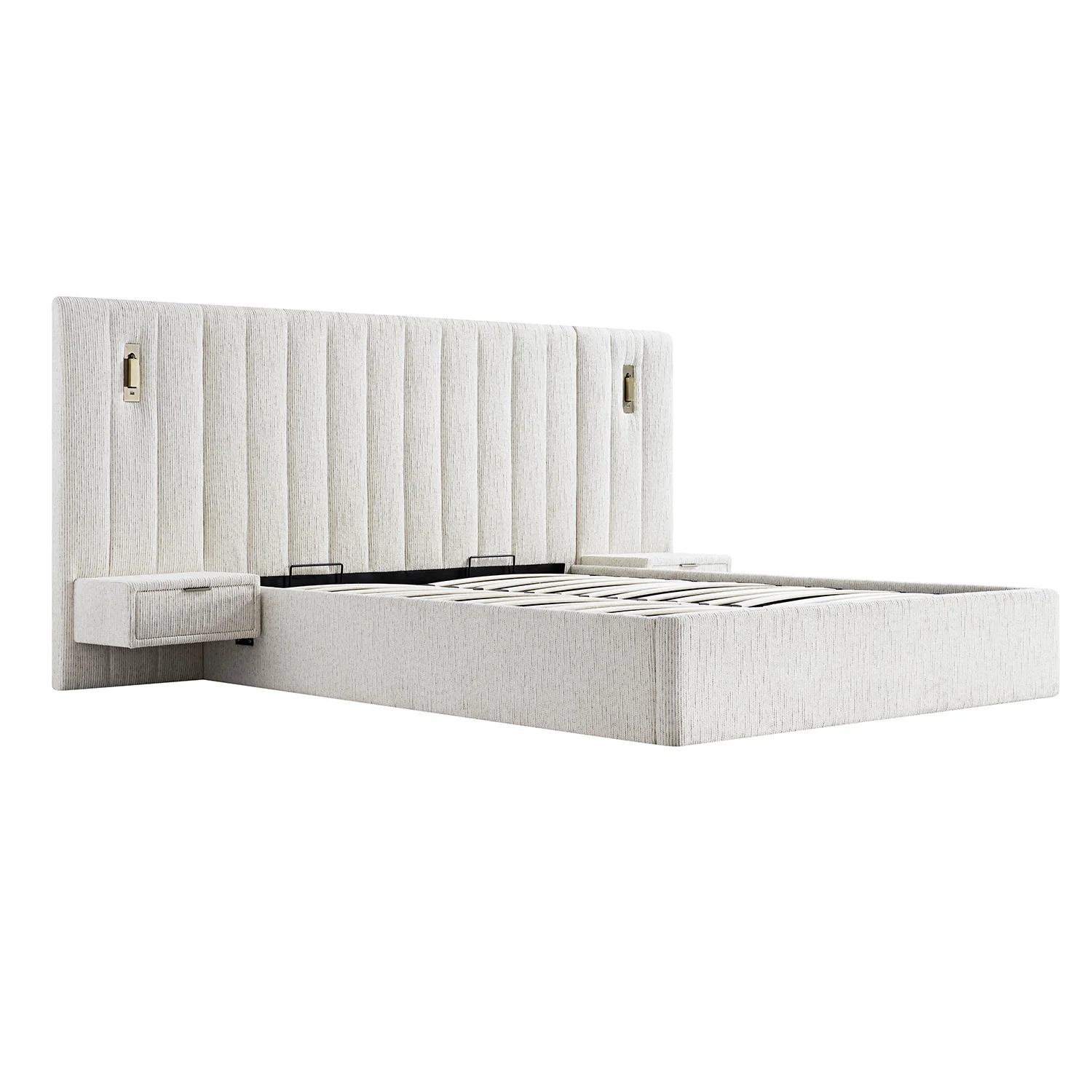 Tremezzo Oversized Ottoman Storage Bed, Beige Textured Fabric - Image 13