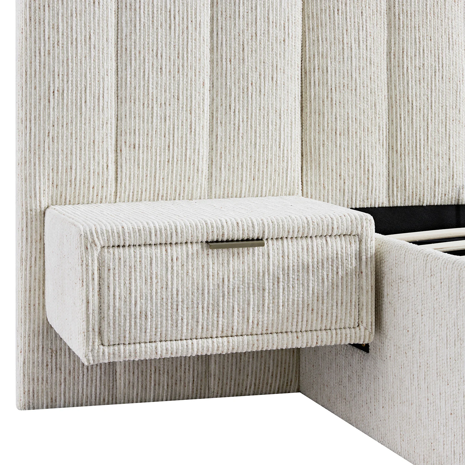 Tremezzo Oversized Ottoman Storage Bed, Beige Textured Fabric - Image 19