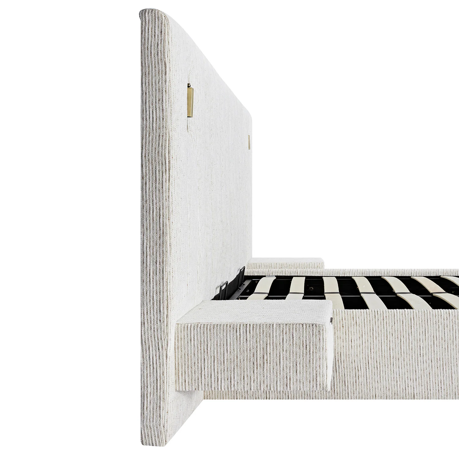 Tremezzo Oversized Ottoman Storage Bed, Beige Textured Fabric - Image 21