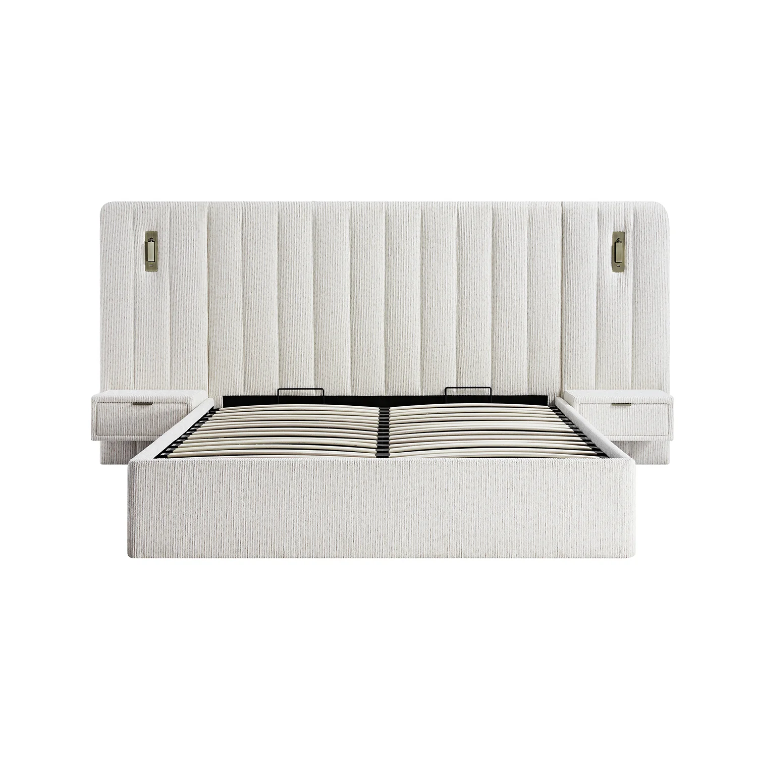 Tremezzo Oversized Ottoman Storage Bed, Beige Textured Fabric - Image 9