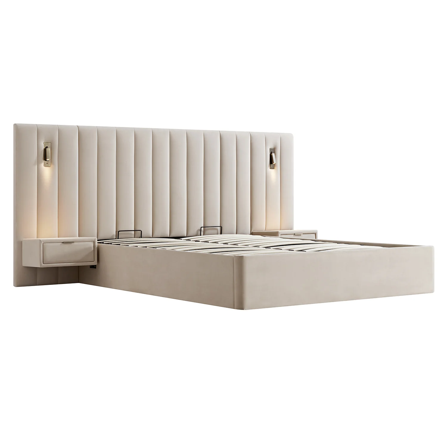 Tremezzo Oversized Ottoman Storage Bed, Champagne Velvet - Image 14
