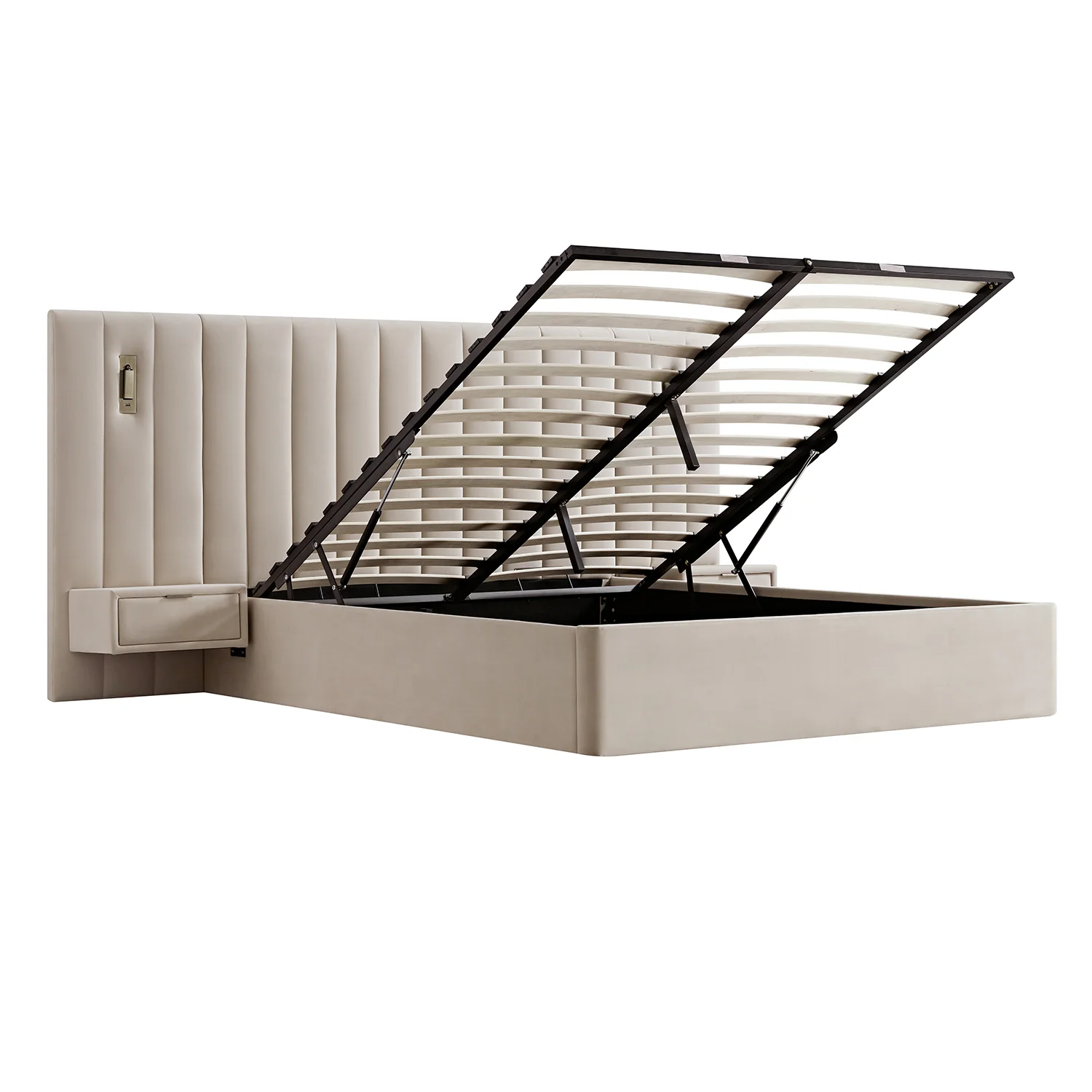 Tremezzo Oversized Ottoman Storage Bed, Champagne Velvet - Image 15