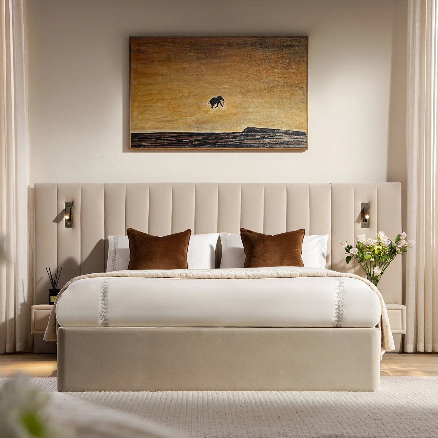 Tremezzo Oversized Ottoman Storage Bed, Champagne Velvet - Image 3