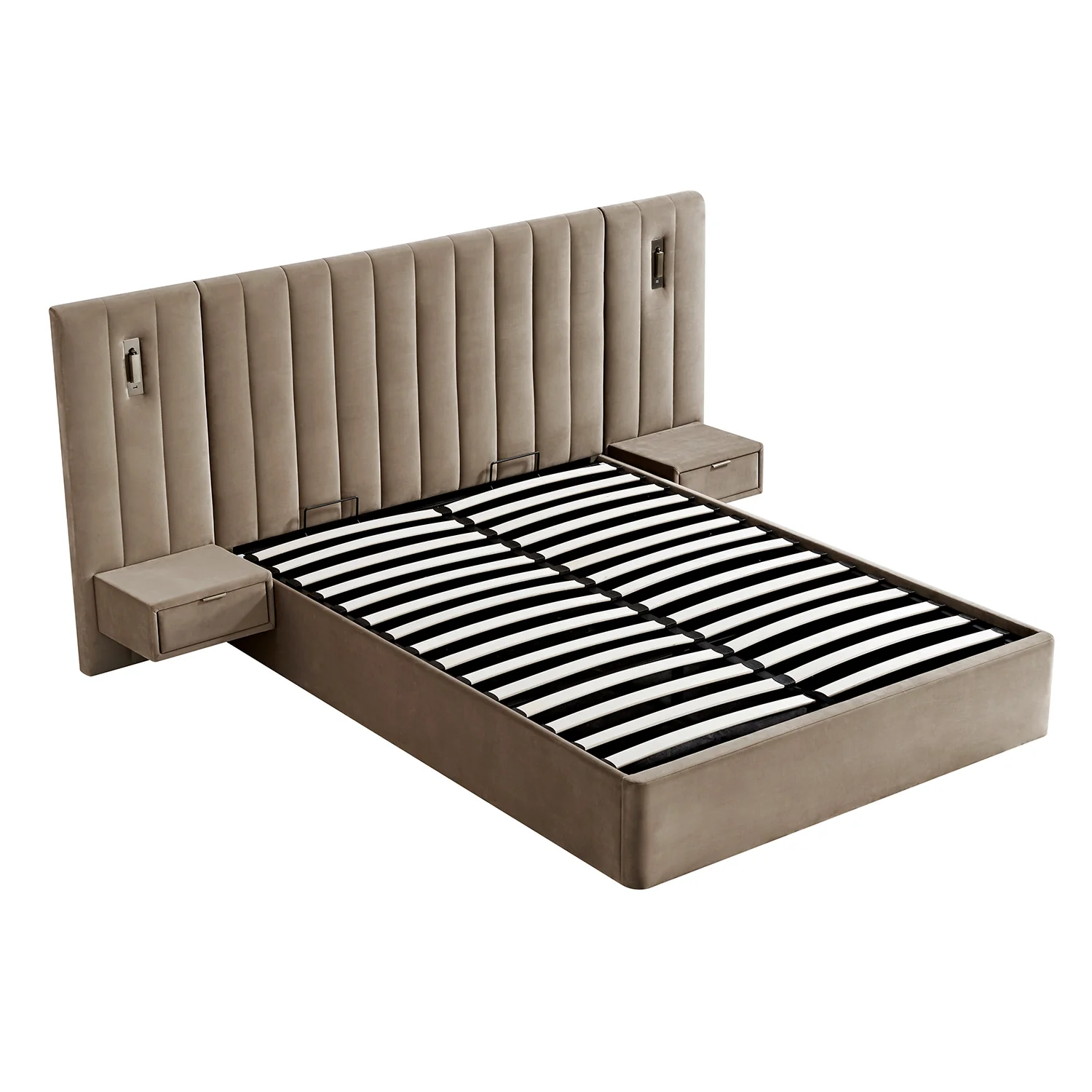 Tremezzo Oversized Ottoman Storage Bed, Taupe Velvet - Image 12