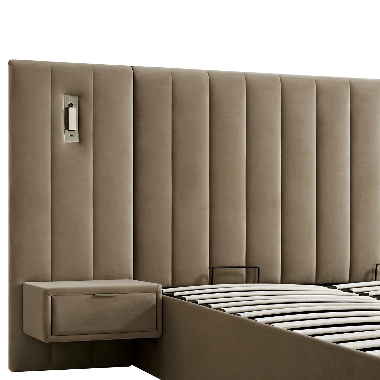Tremezzo Oversized Ottoman Storage Bed, Taupe Velvet - Image 16
