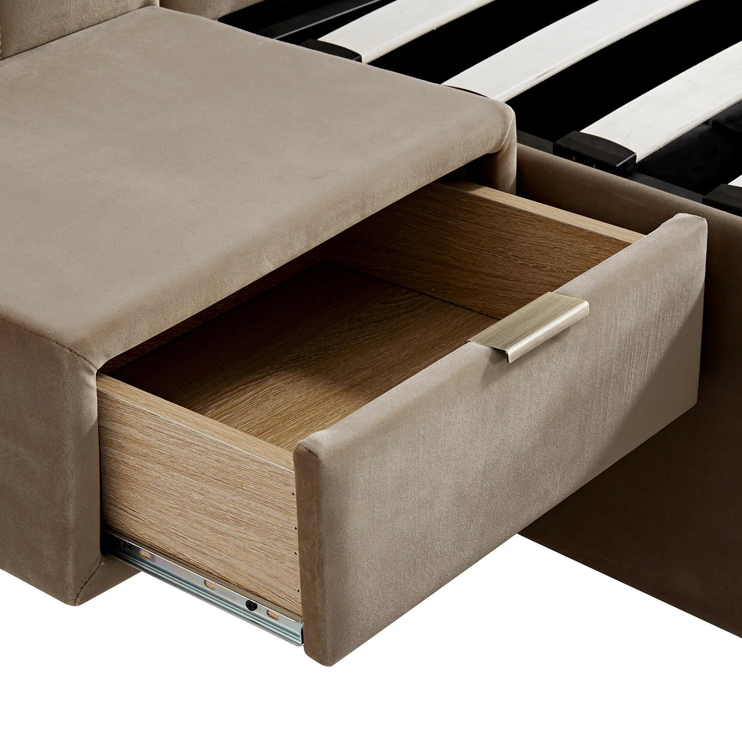 Tremezzo Oversized Ottoman Storage Bed, Taupe Velvet - Image 18