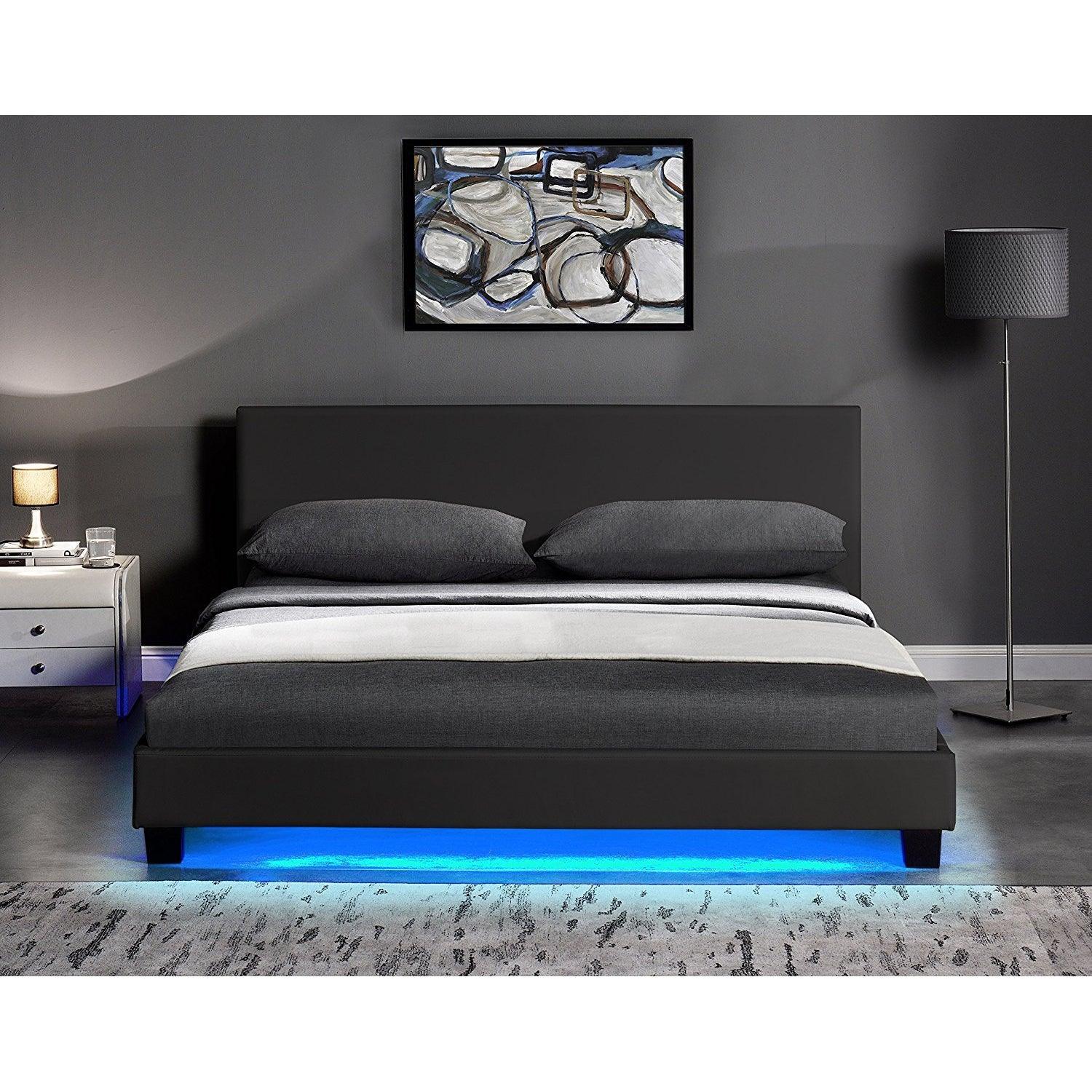 URSA Black PU Leather Bed Frame with LED on Footend - Image 3