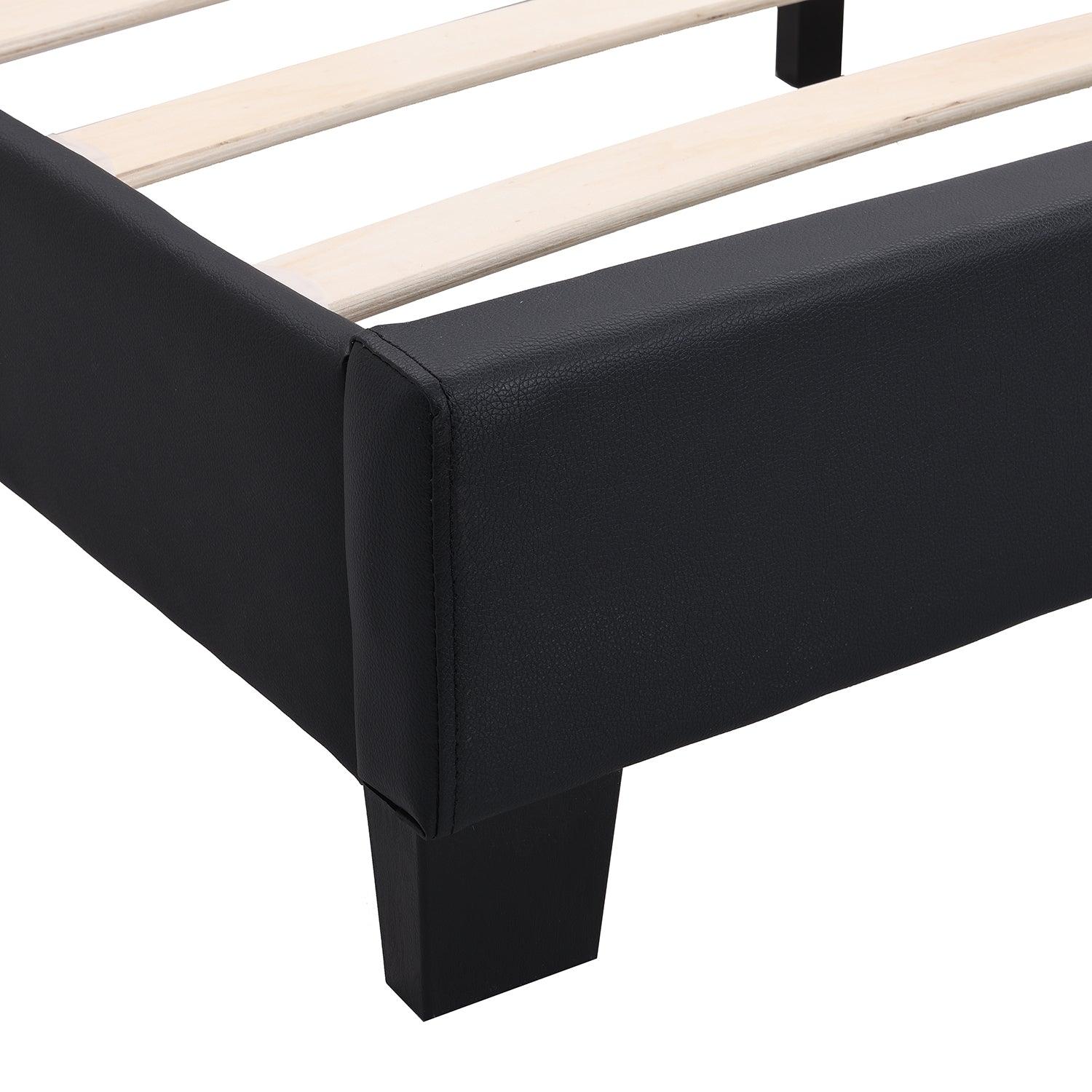 URSA Black PU Leather Bed Frame with LED on Footend - Image 9