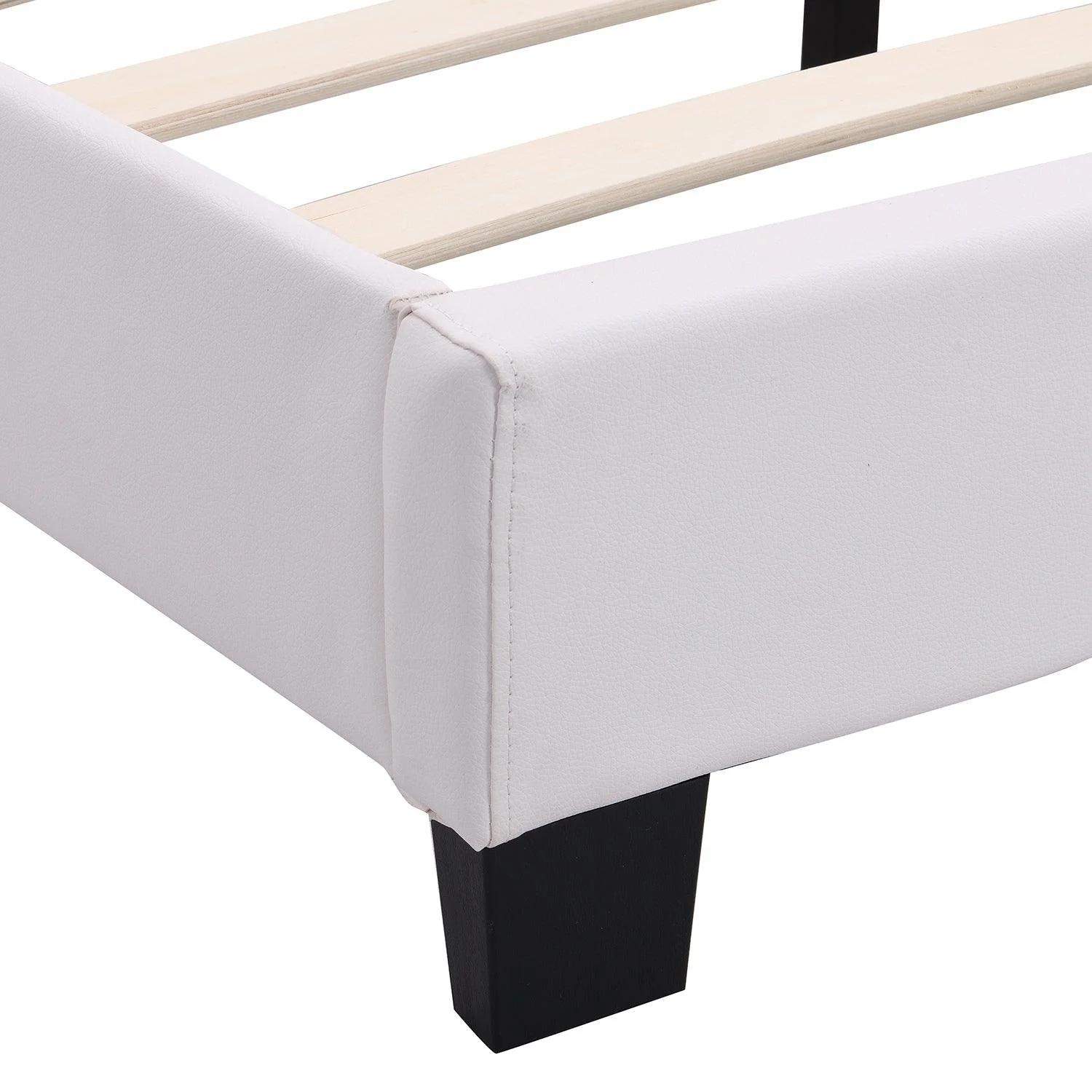 URSA White PU Leather Bed Frame with LED on Footend - Image 9