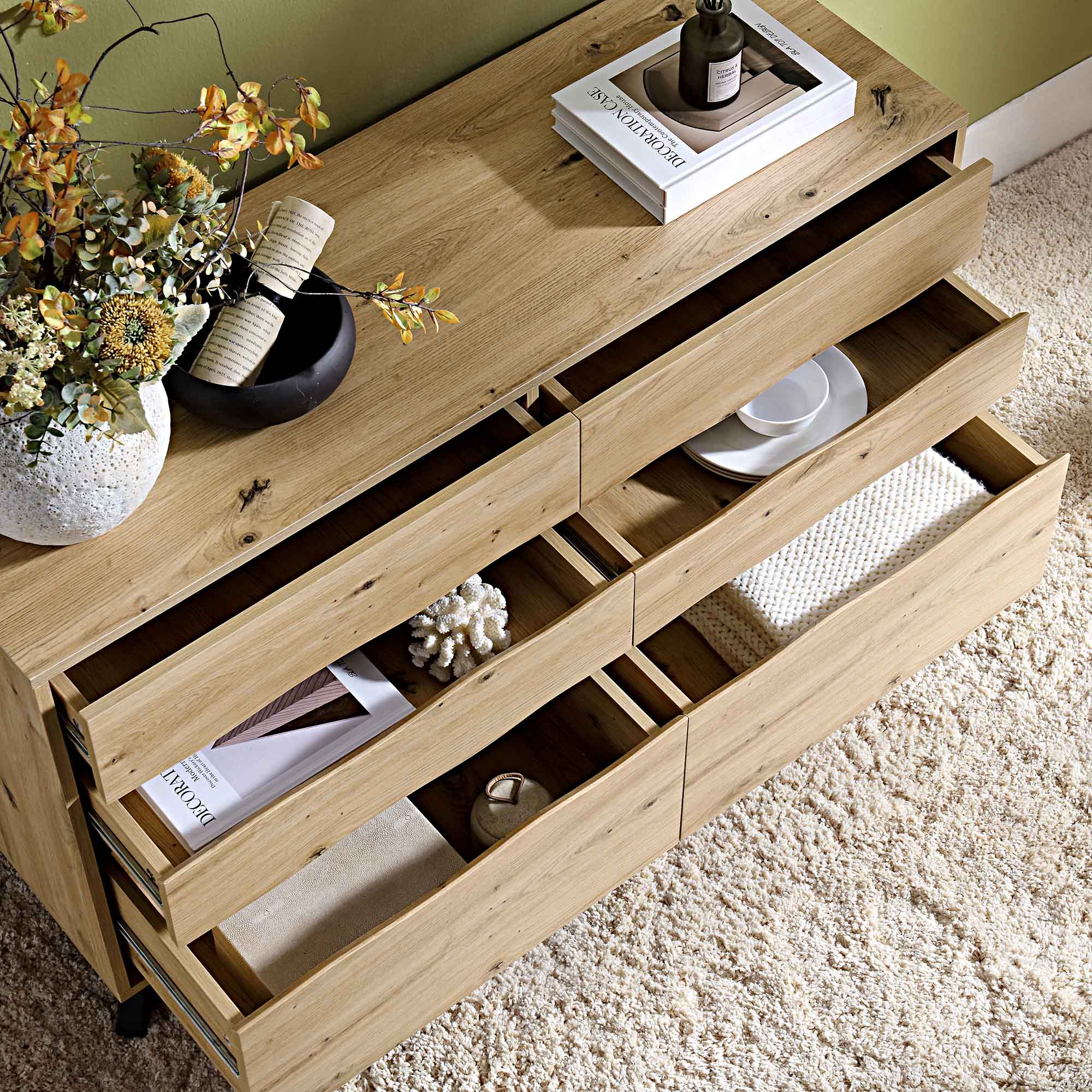 Weston Oak Effect 6 Drawer Chest of Drawers - Image 3