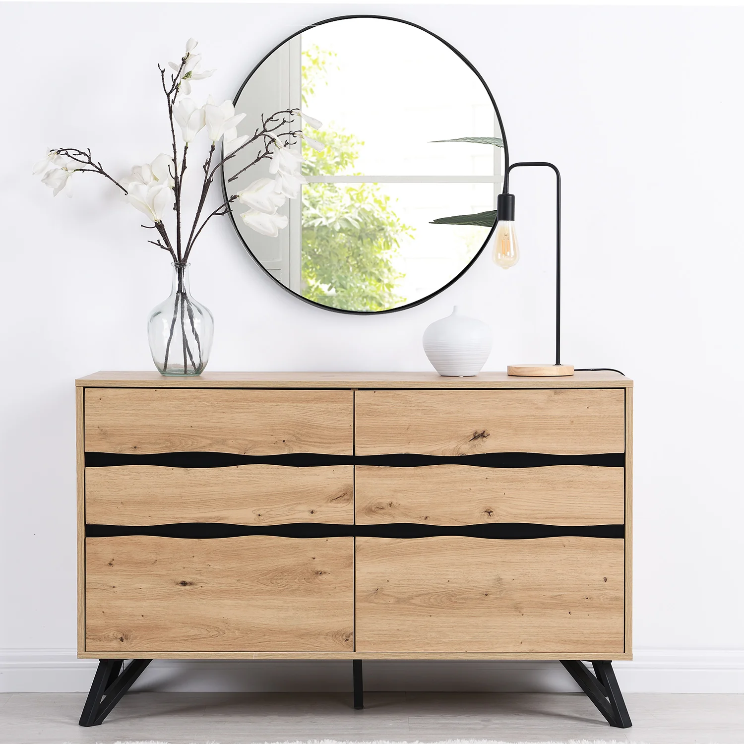 Weston Oak Effect 6 Drawer Chest of Drawers - Image 4