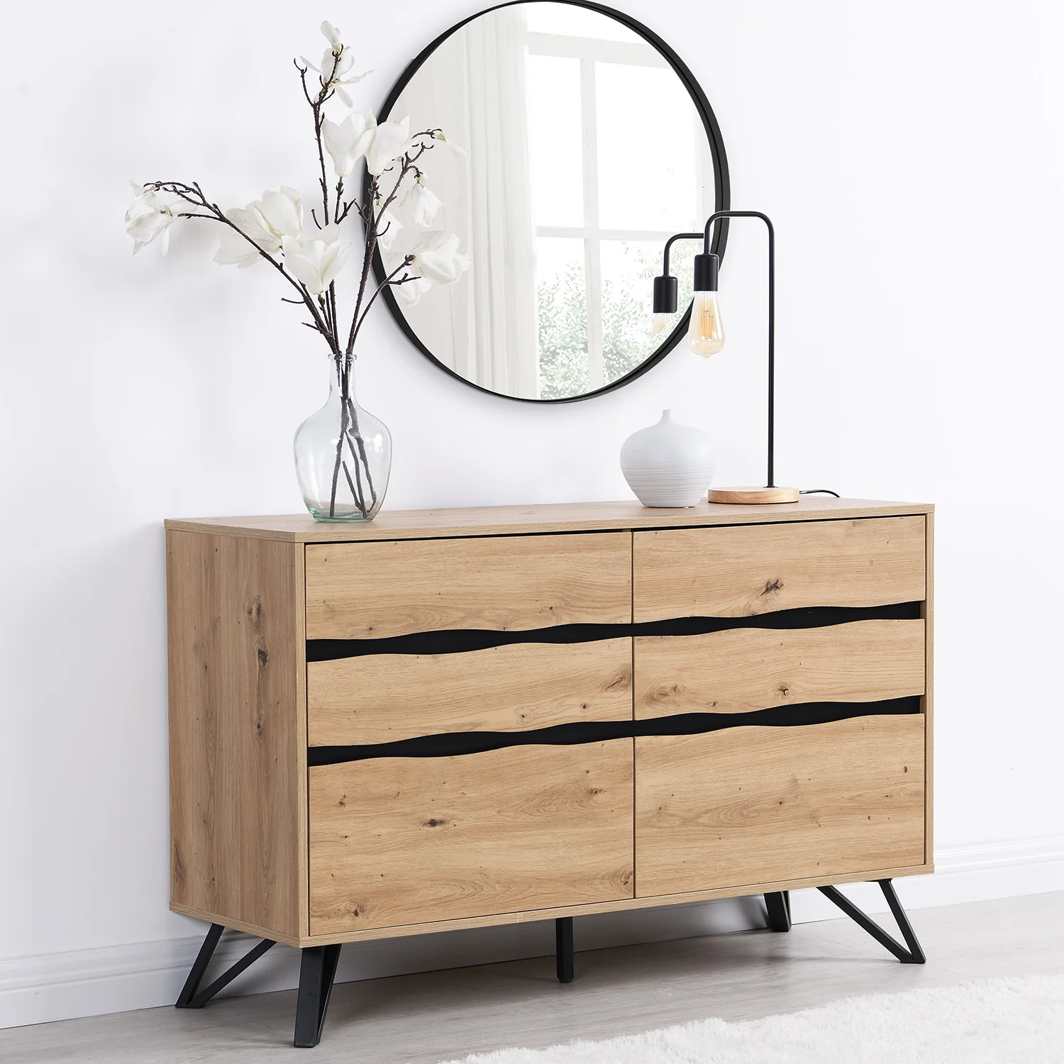 Weston Oak Effect 6 Drawer Chest of Drawers - Image 5