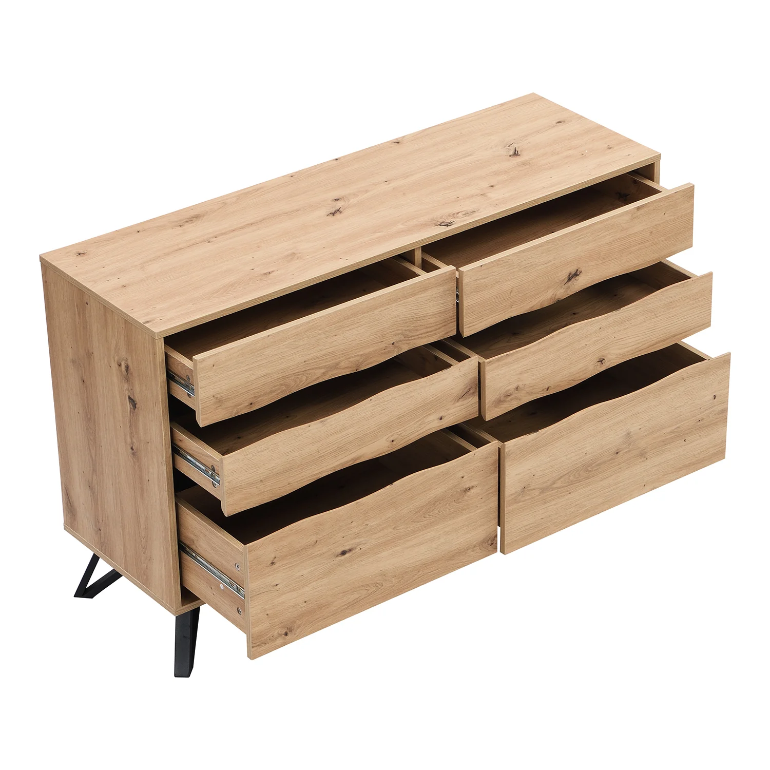 Weston Oak Effect 6 Drawer Chest of Drawers - Image 9